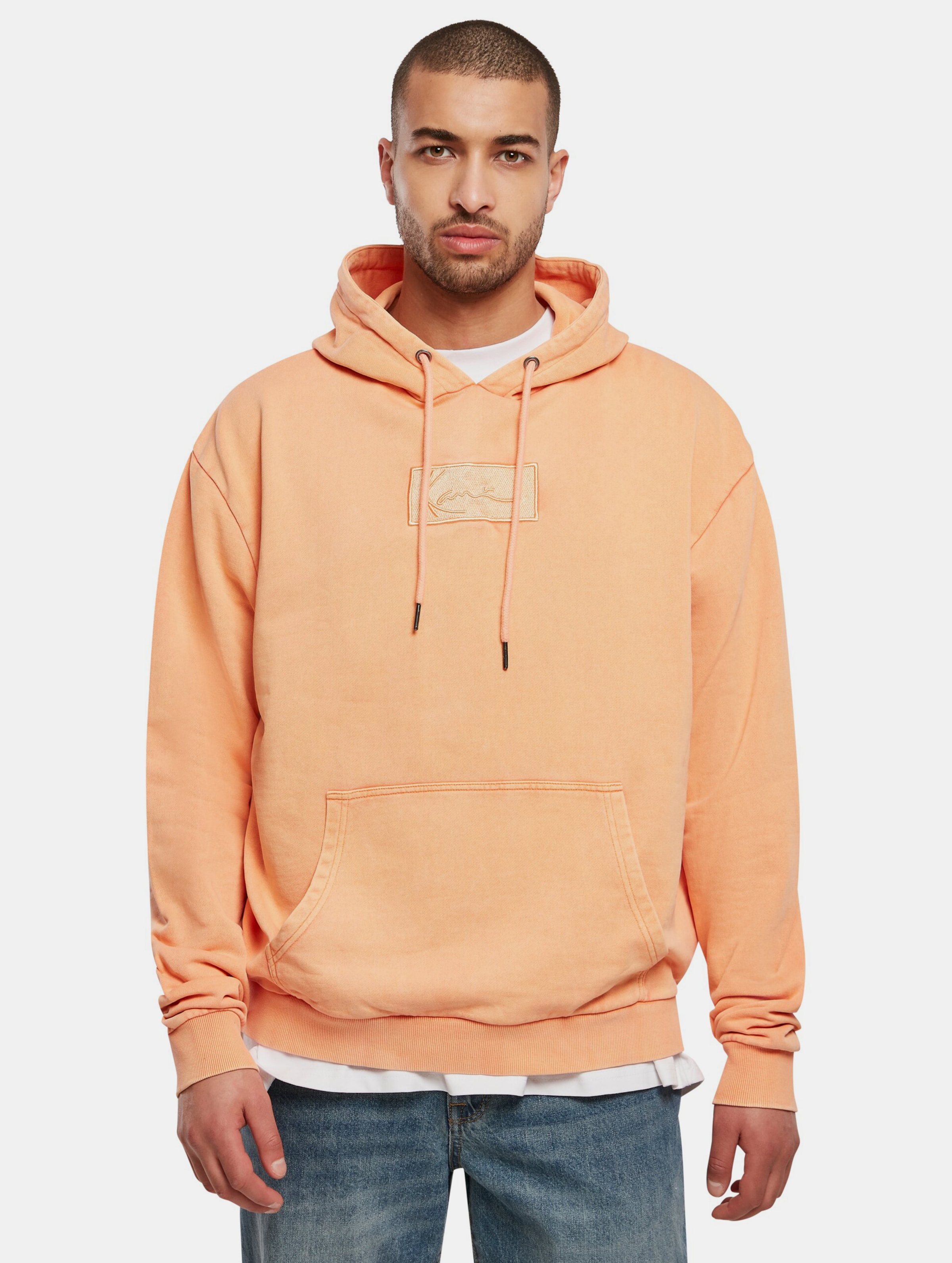 Karl Kani Small Signature Box Destroyed Hoodie light orange