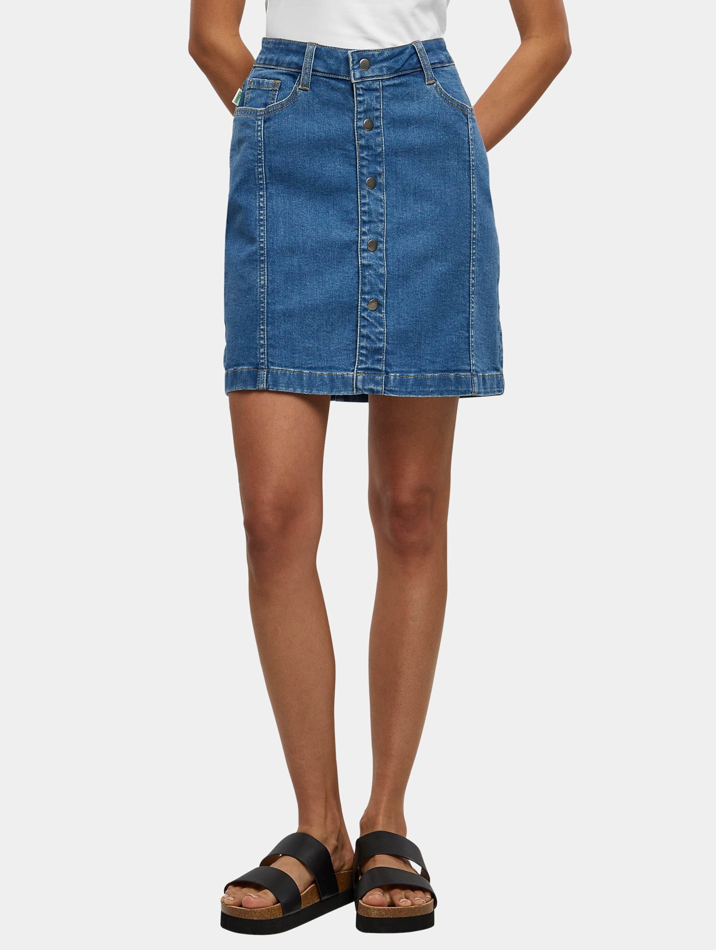Urban Classics Ladies Essentials Stretch Button Denim Skirt