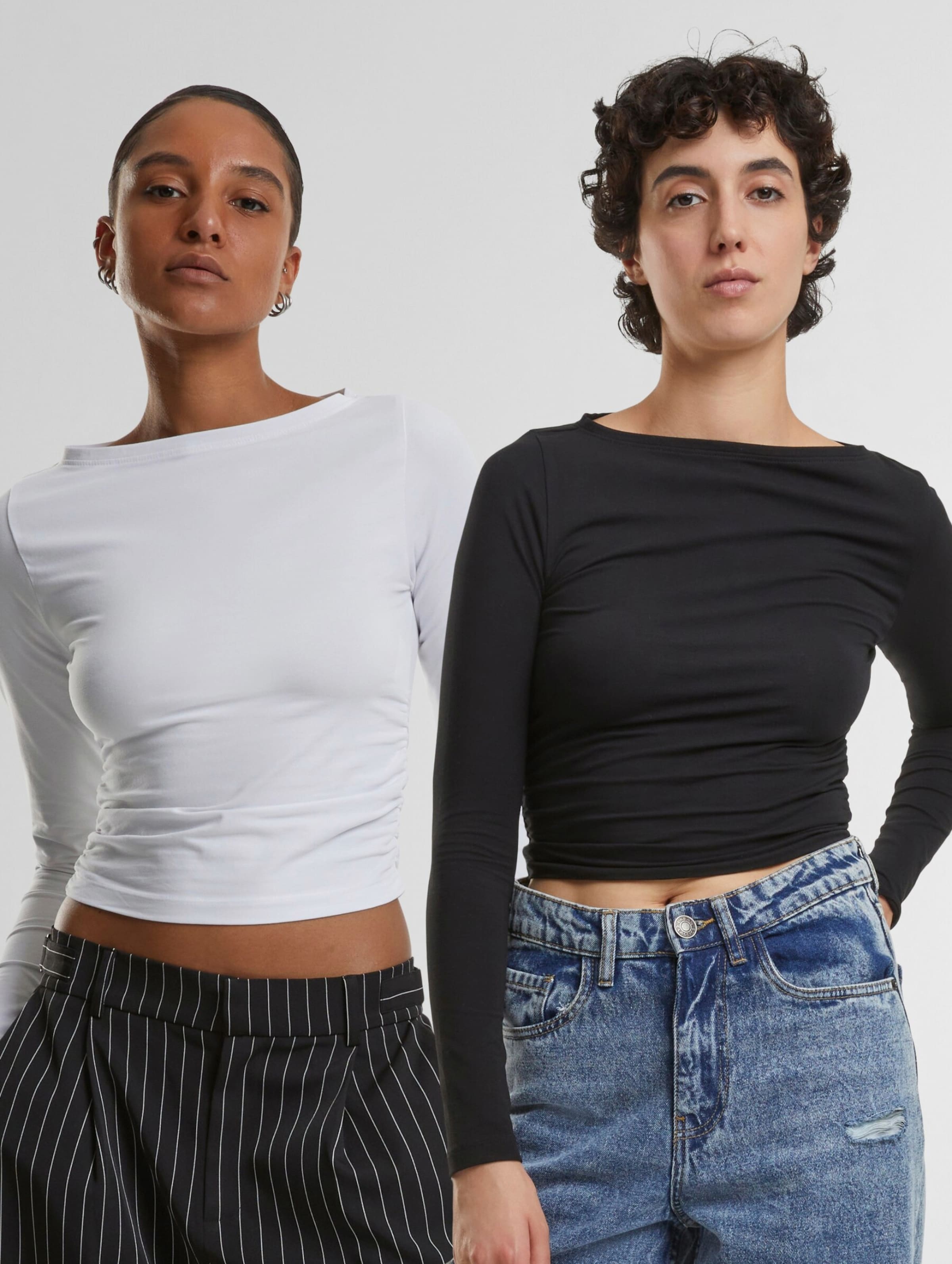 Urban Classics Ladies Ruffled Super Slim 2 Pack Longsleeve
