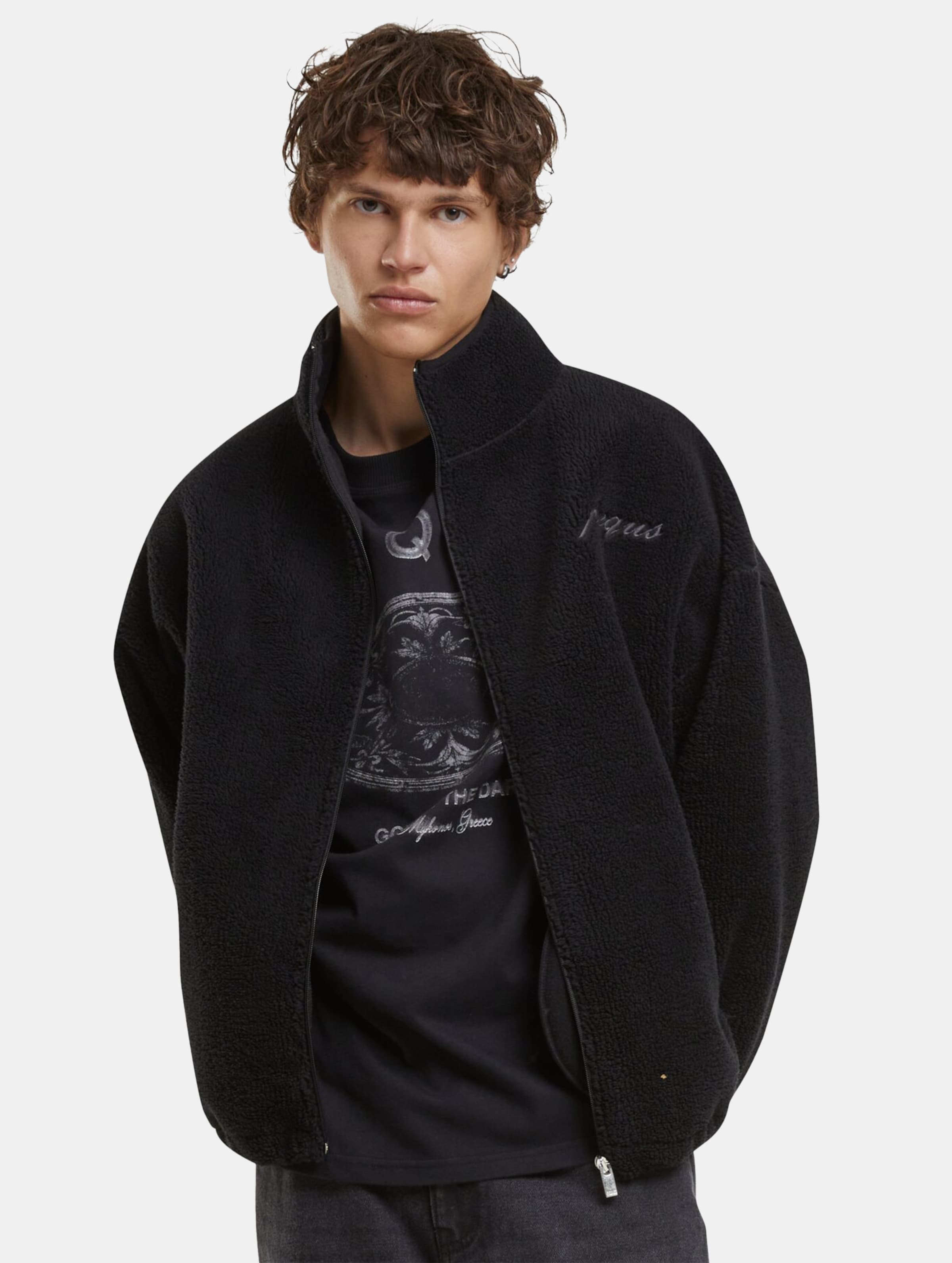 PEQUS Mykonos Script Teddy Fleece Übergangsjacke