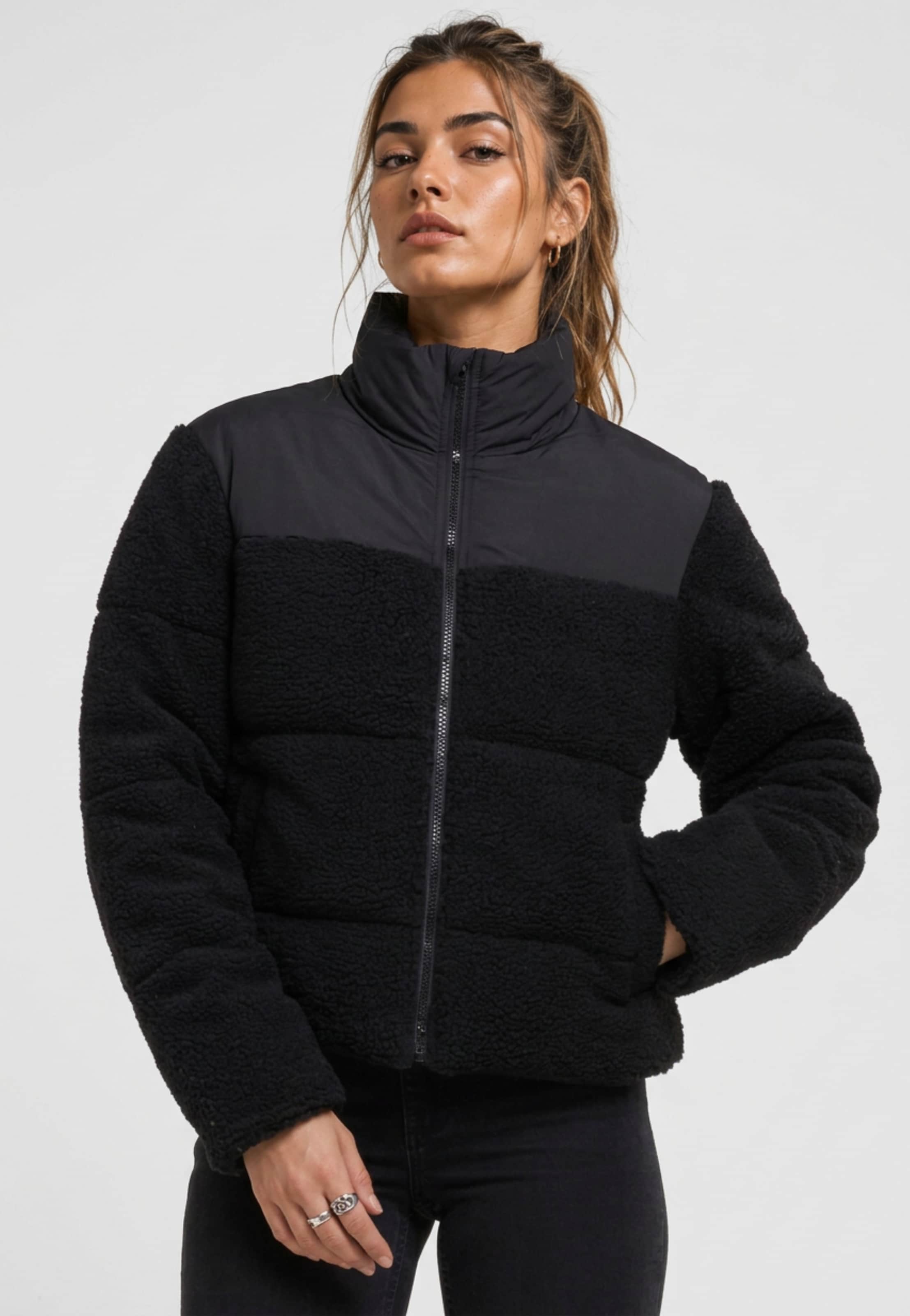 Urban Classics Ladies Short Sherpa Mix Puffer Jacket