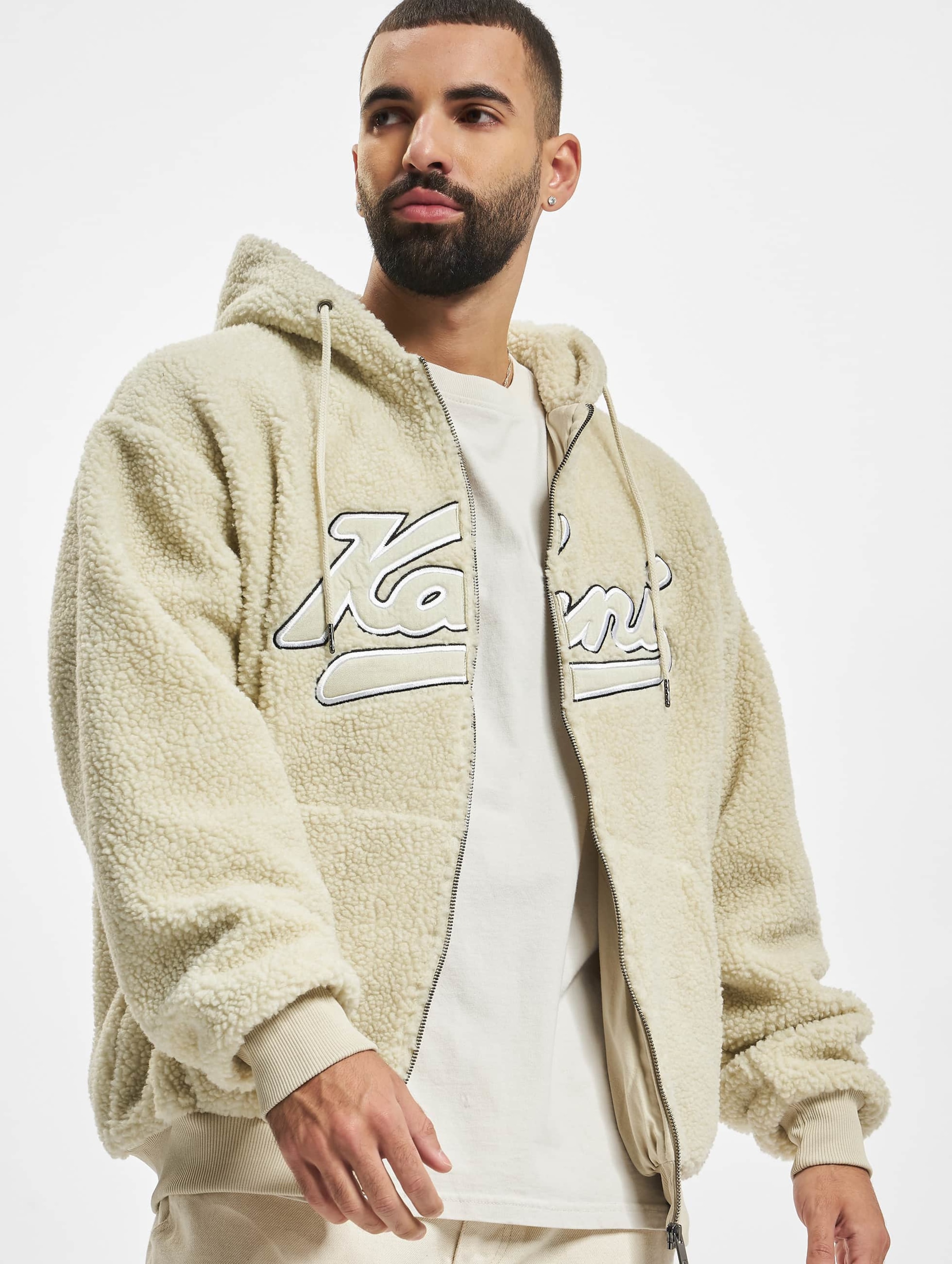 Karl Kani KM223-001-2 Varsity OS Teddy Zip Hoodie cream