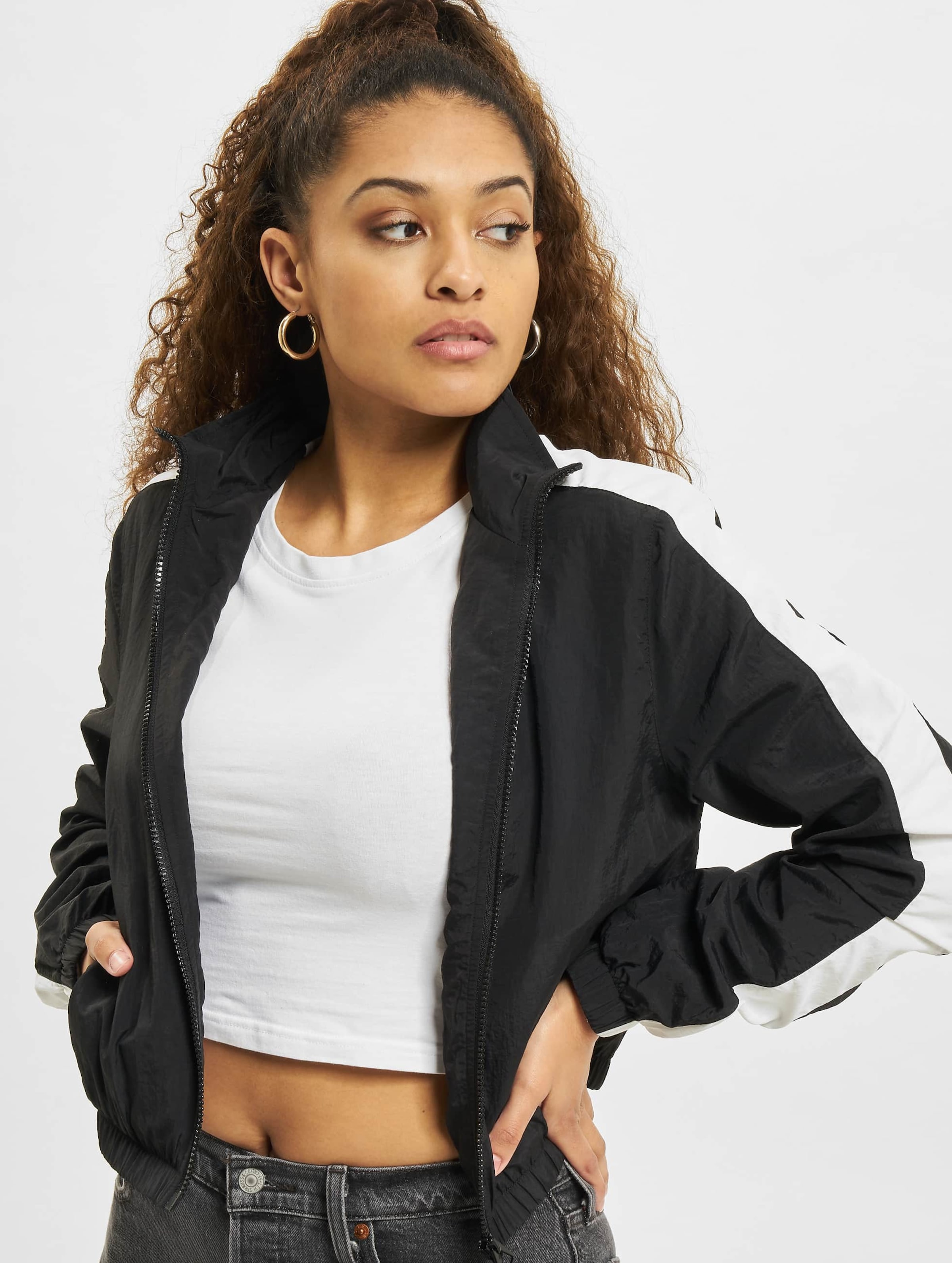 Urban Classics Ladies Short Striped Crinkle Track Jacket