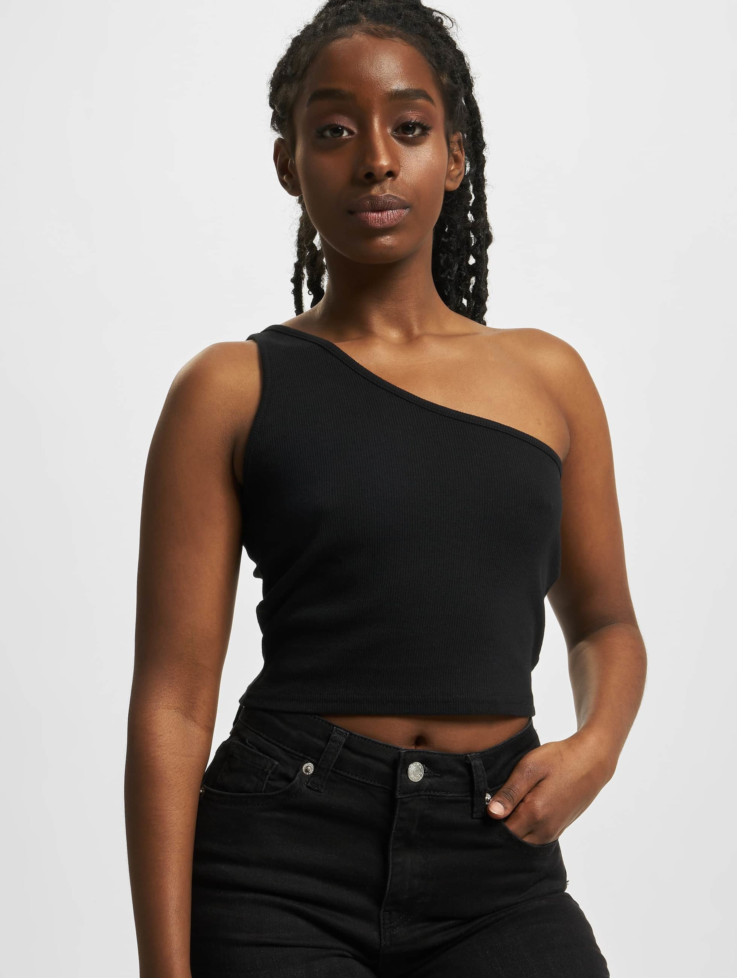 Urban Classics Ladies Cropped Asymmetric Top