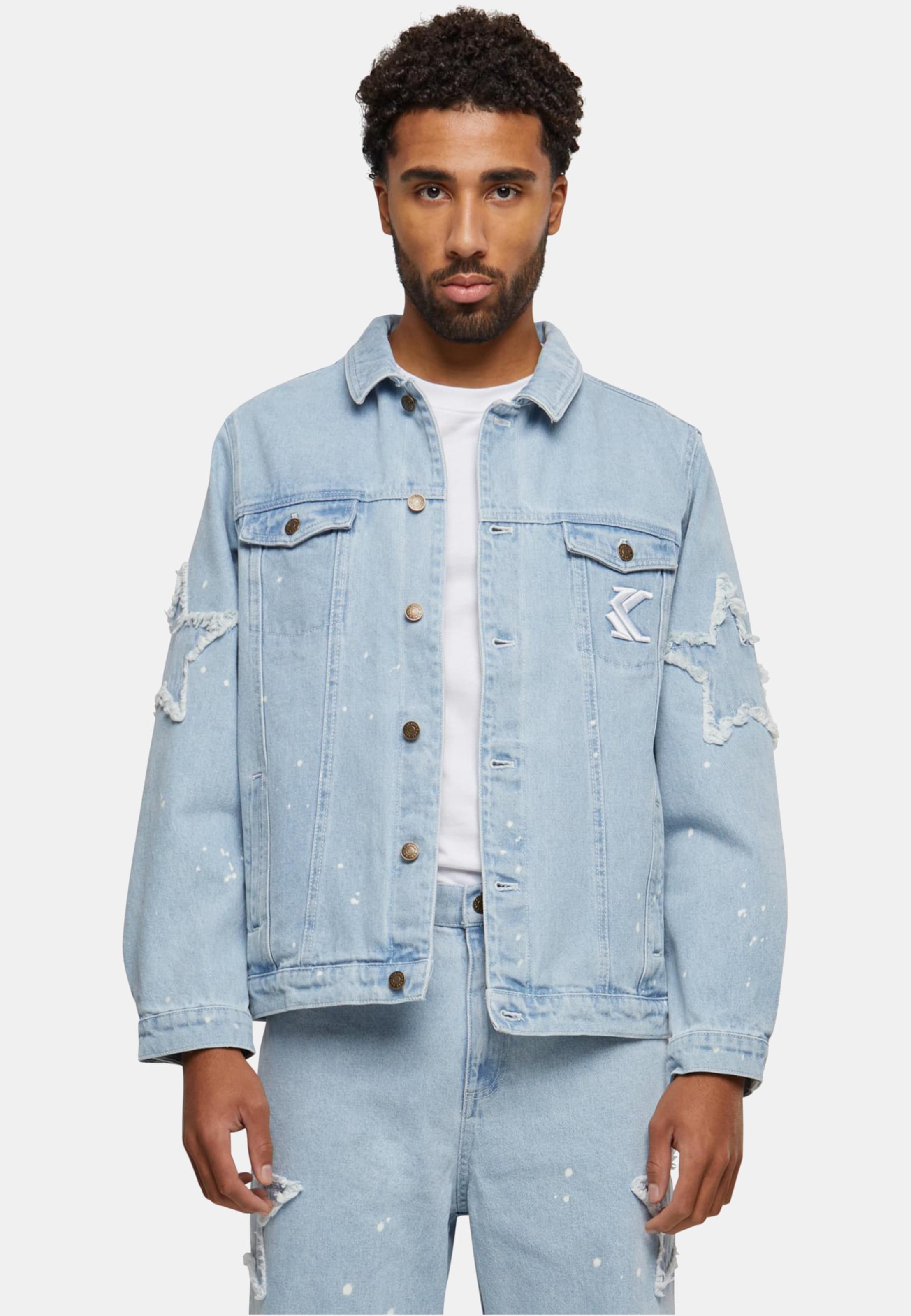 Karl Kani Og Paintsplatter Denim Trucker Jacket Bleached