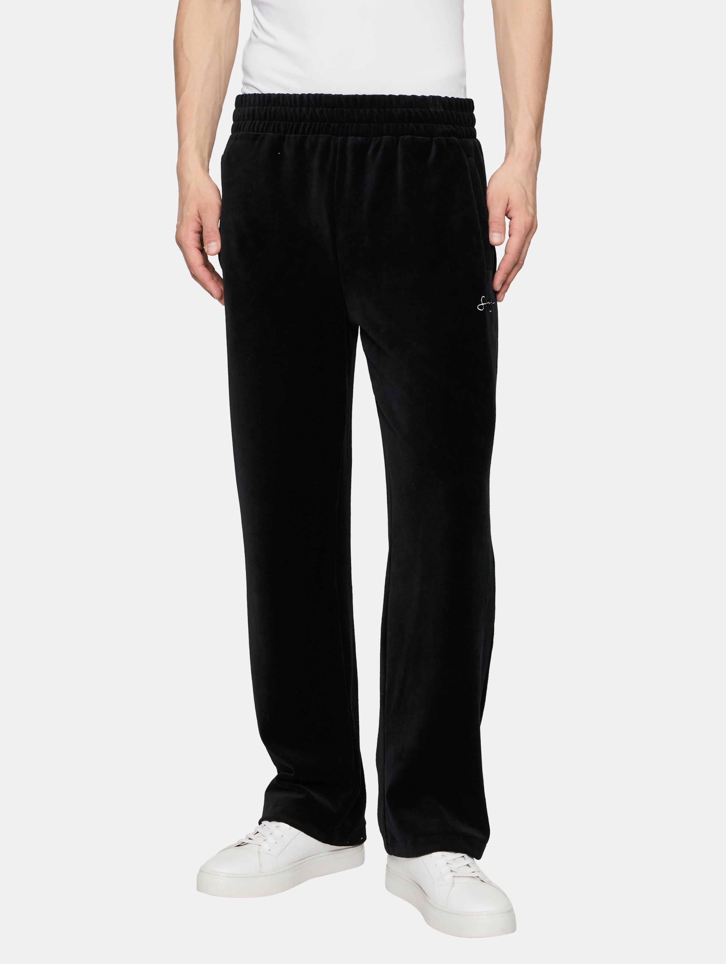Sean John Script Logo Velours Straight Leg Trackpants