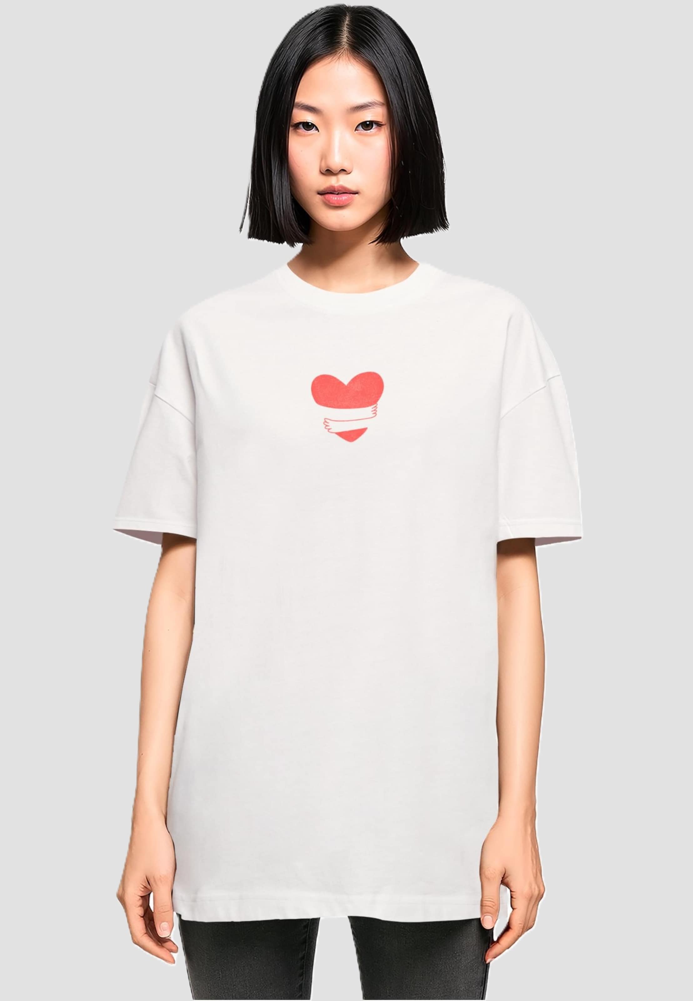 Merchcode Ladies Hugs & Love - Heart Hug Oversized Boyfriend Tee