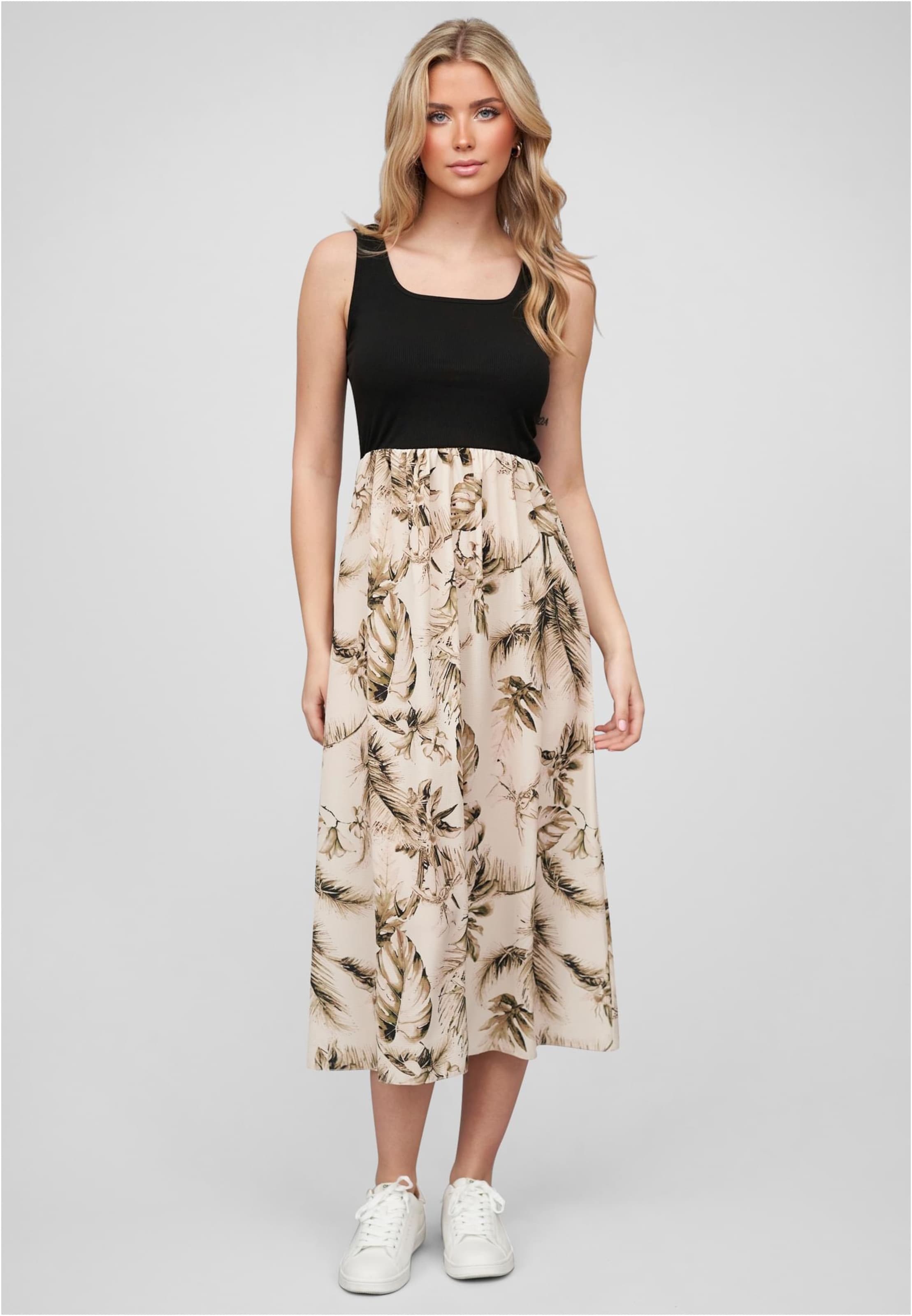 Cloud5ive Damen Maxi-Kleid 2-Tone mit Palmen Print