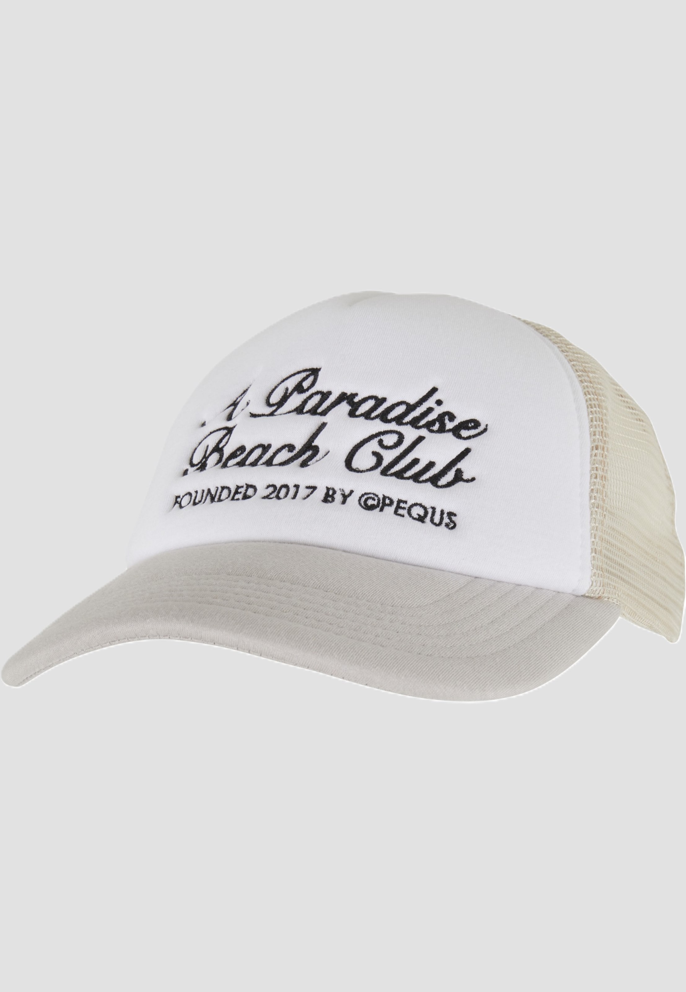 PEQUS A Paradise Beach Club Curved Logo Trucker Cap
