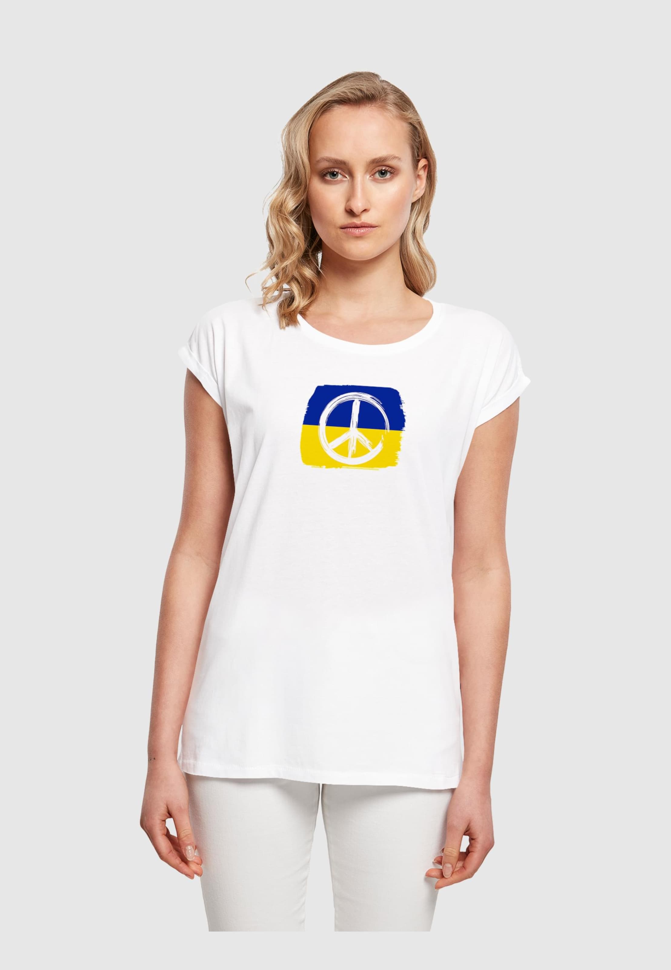 Merchcode Ladies Peace - Flag Extended Shoulder T-Shirt