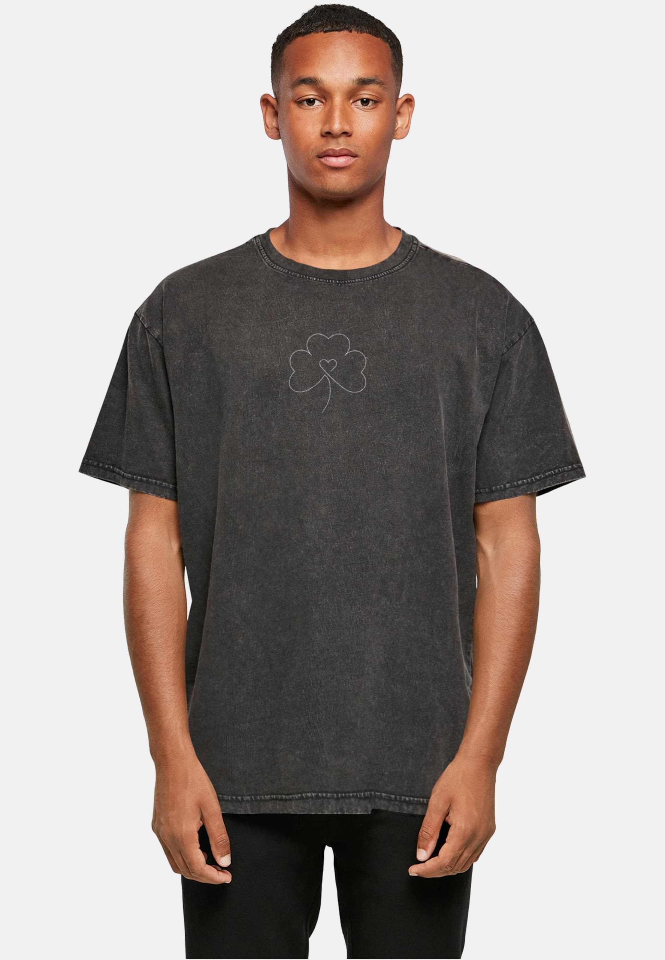 Merchcode Spring - Leaf Clover Flower Acid Washed Heavy Oversized Tee