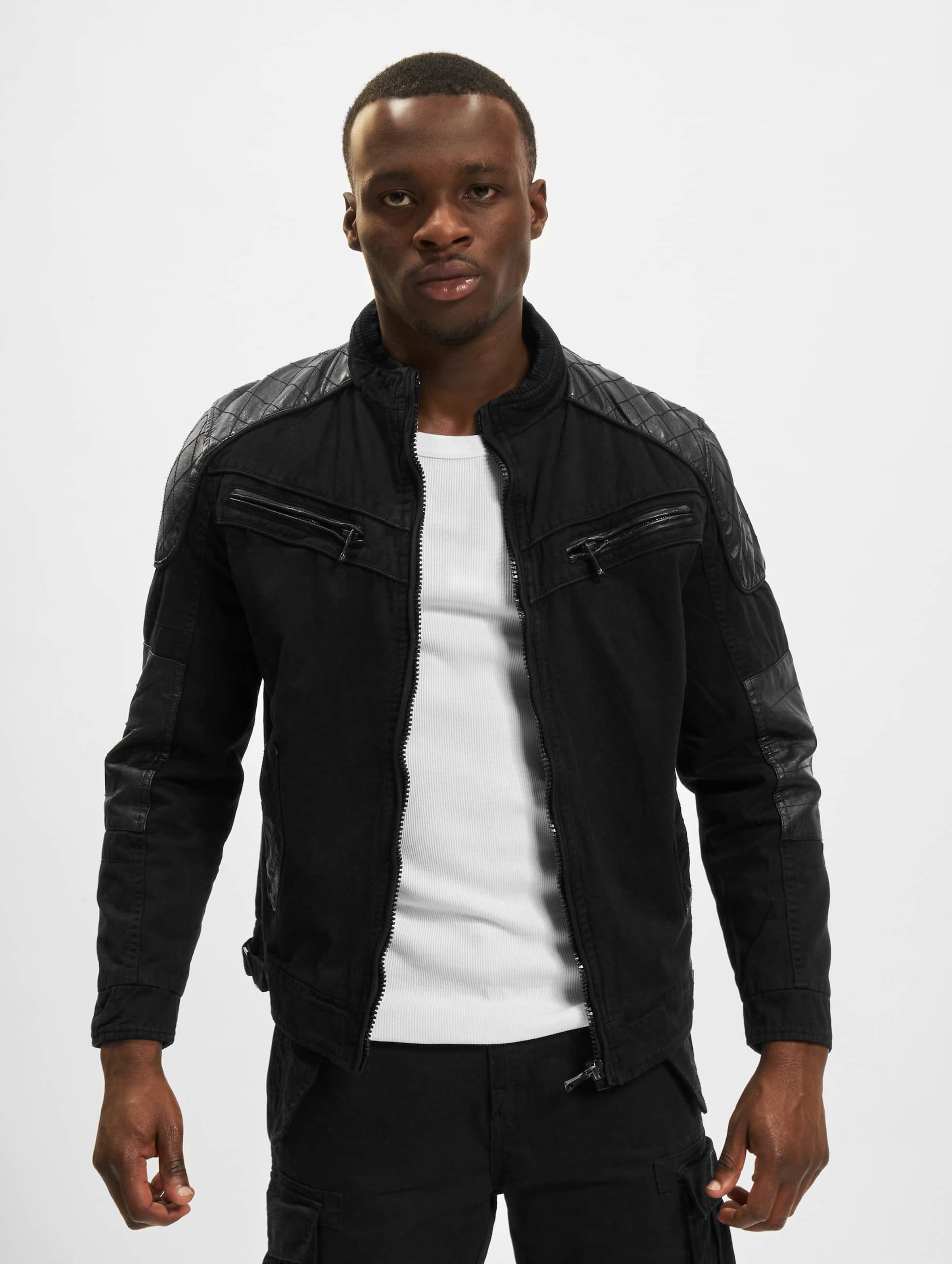 Urban Classics Cotton/Synthetic Leathermix Racer Jacket