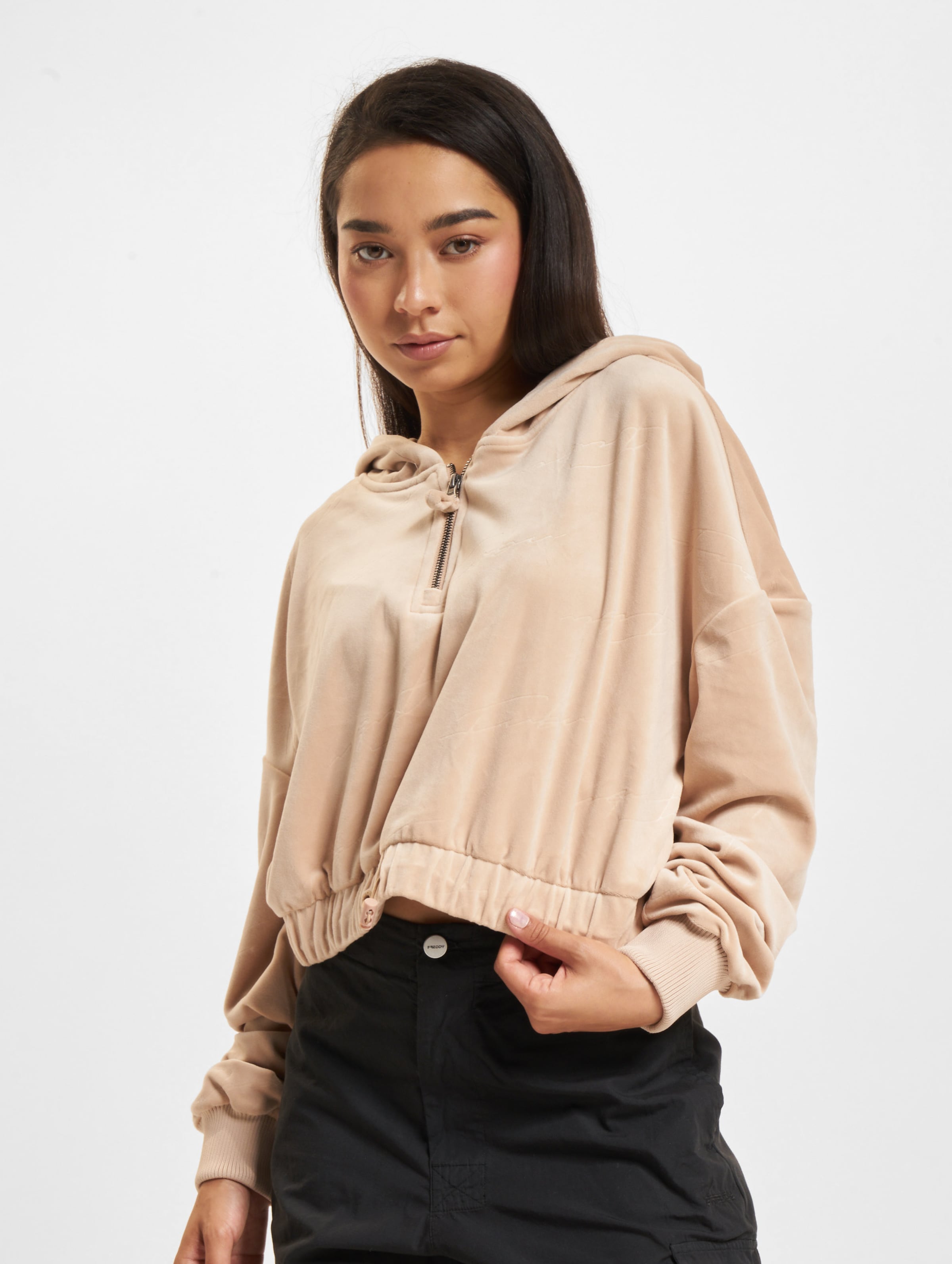 FUBU Signature Allover Velours Short Hoodie