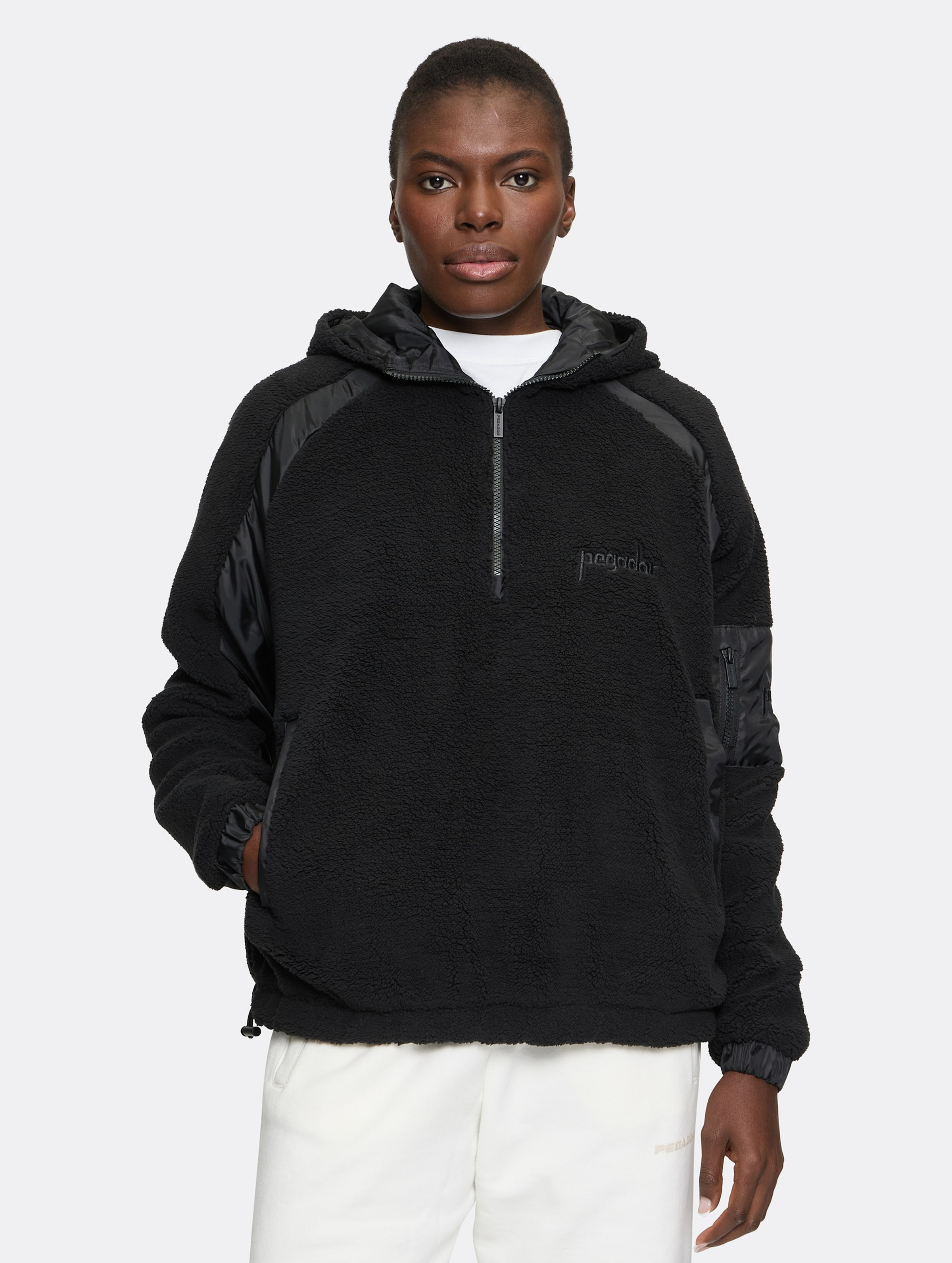 PEGADOR Bonny Teddy Fabric Mix Halfzip Hoodie