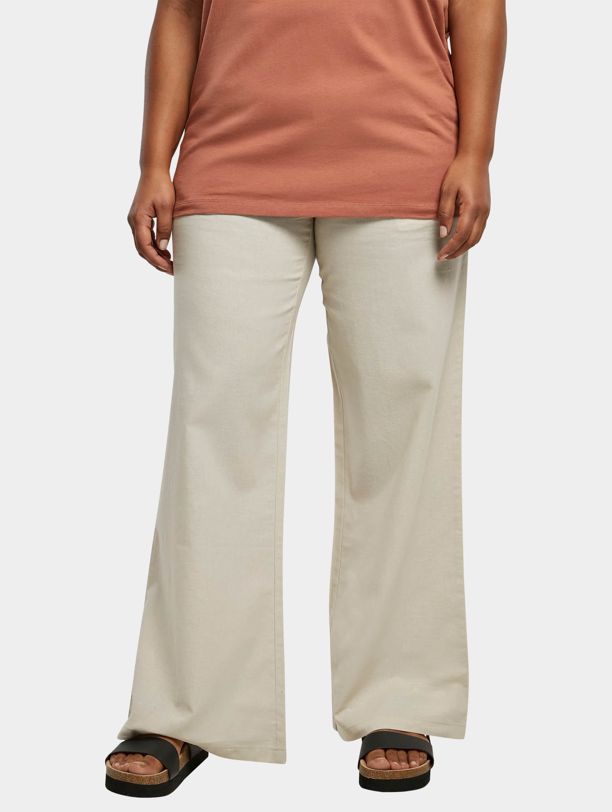 Urban Classics Ladies High Linen Mixed Wide Leg Pants