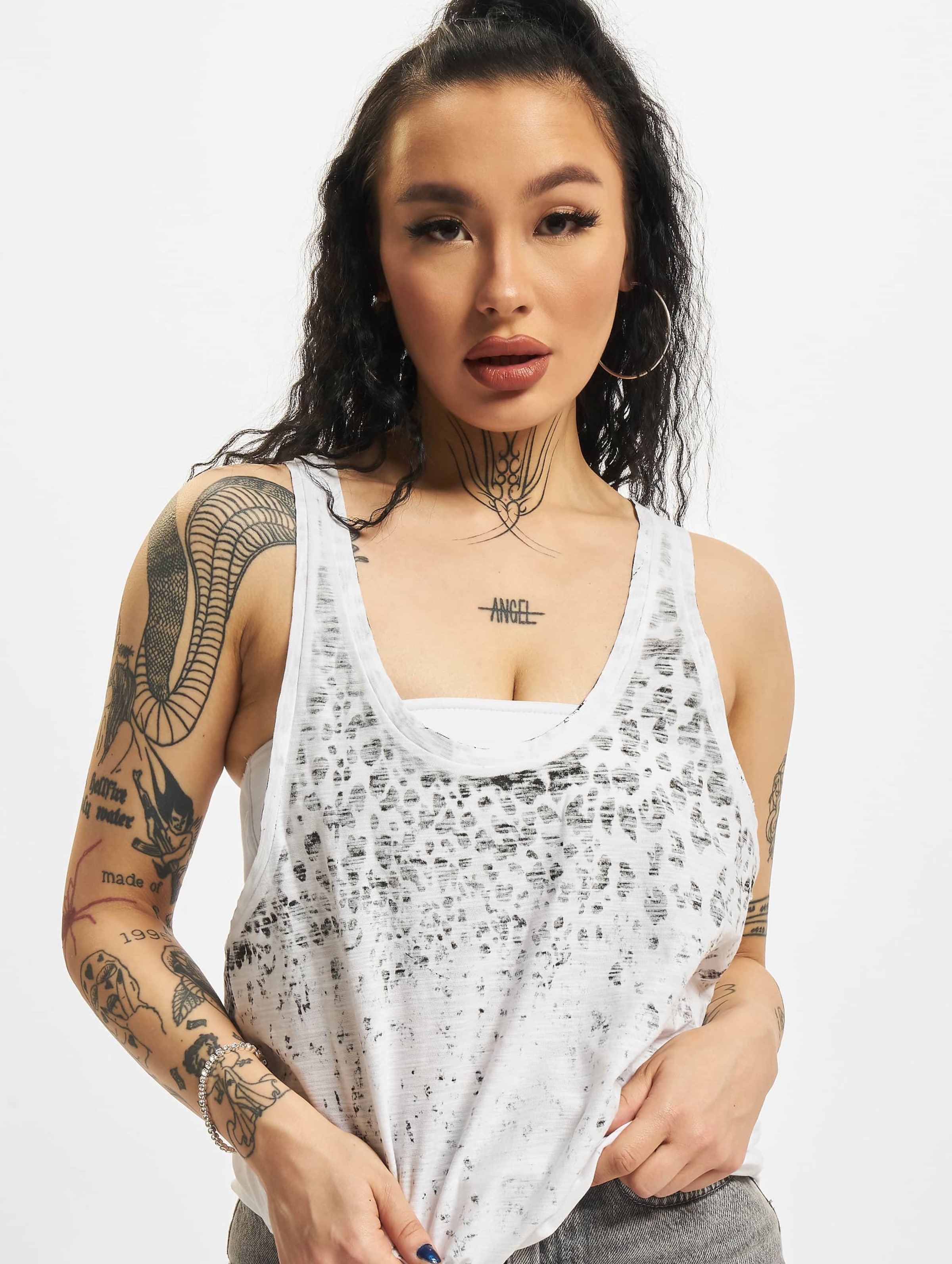 Urban Classics Ladies Long Leo Print Loose Tank
