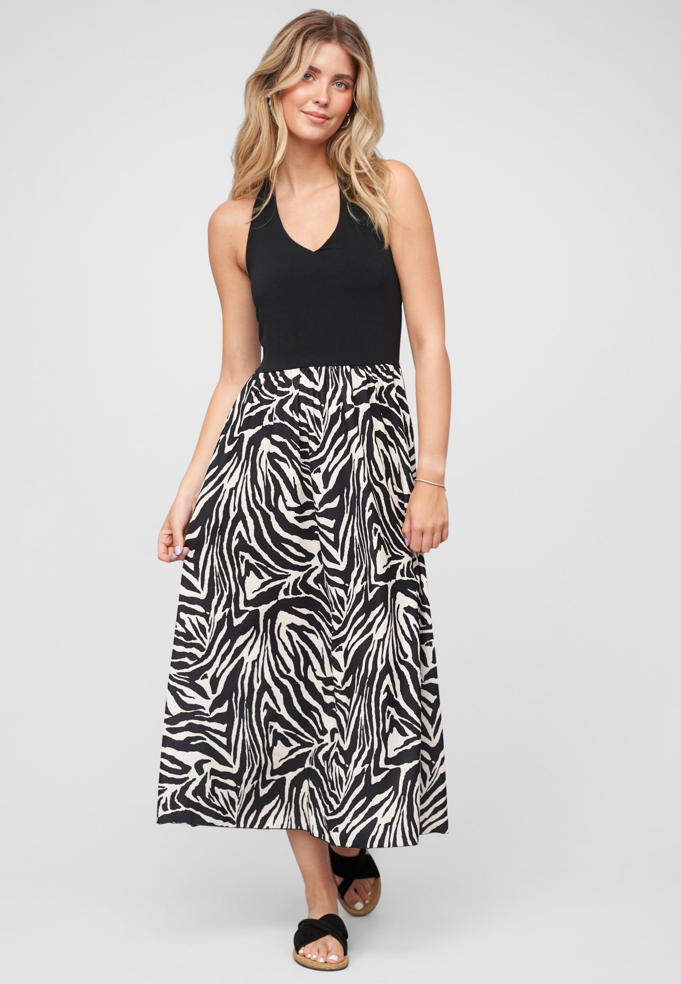 Cloud5ive Maxi Neckholder-Dress with zebra print