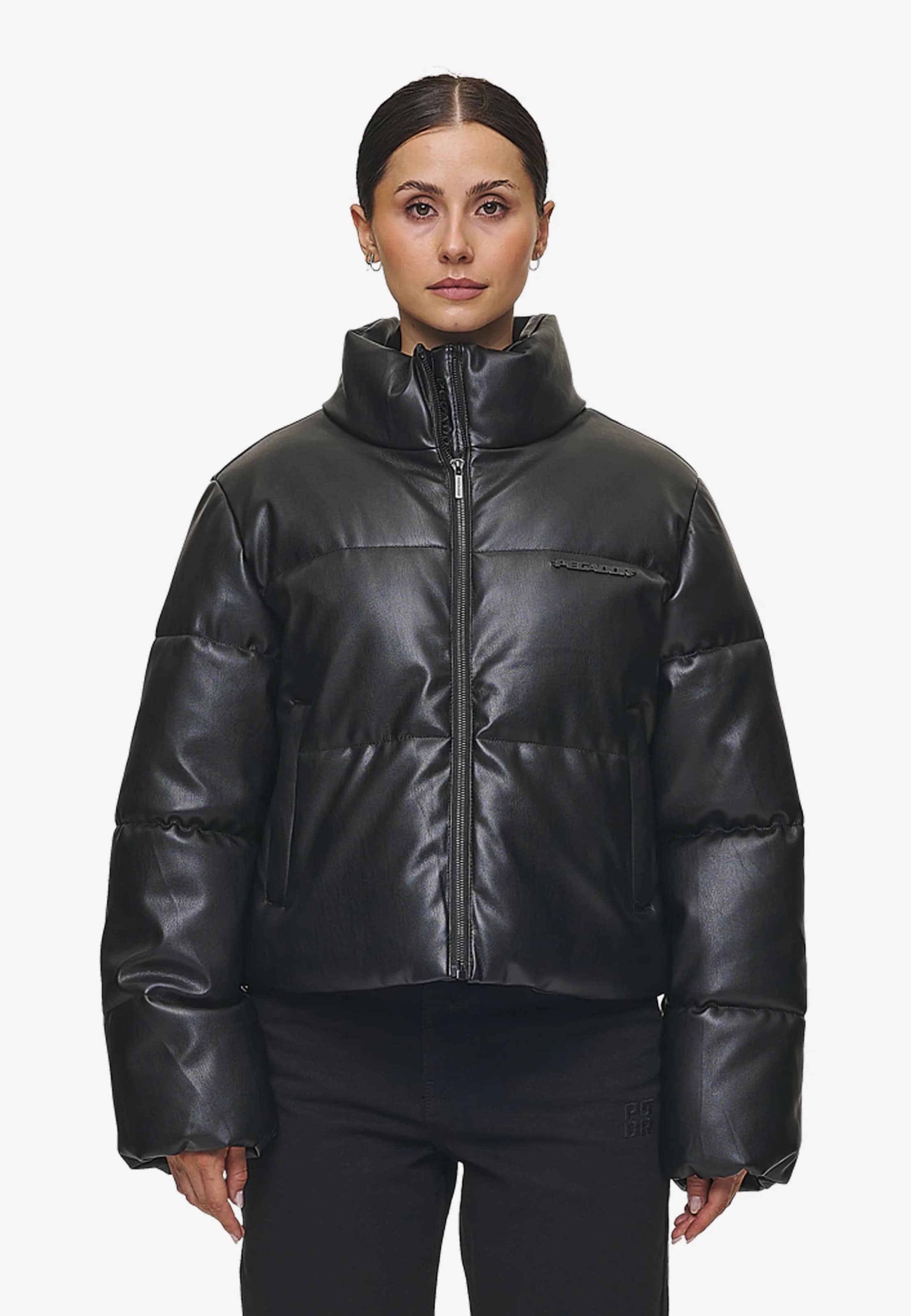 PEGADOR Georgia Faux Leather Metal Logo Puffer Jacket