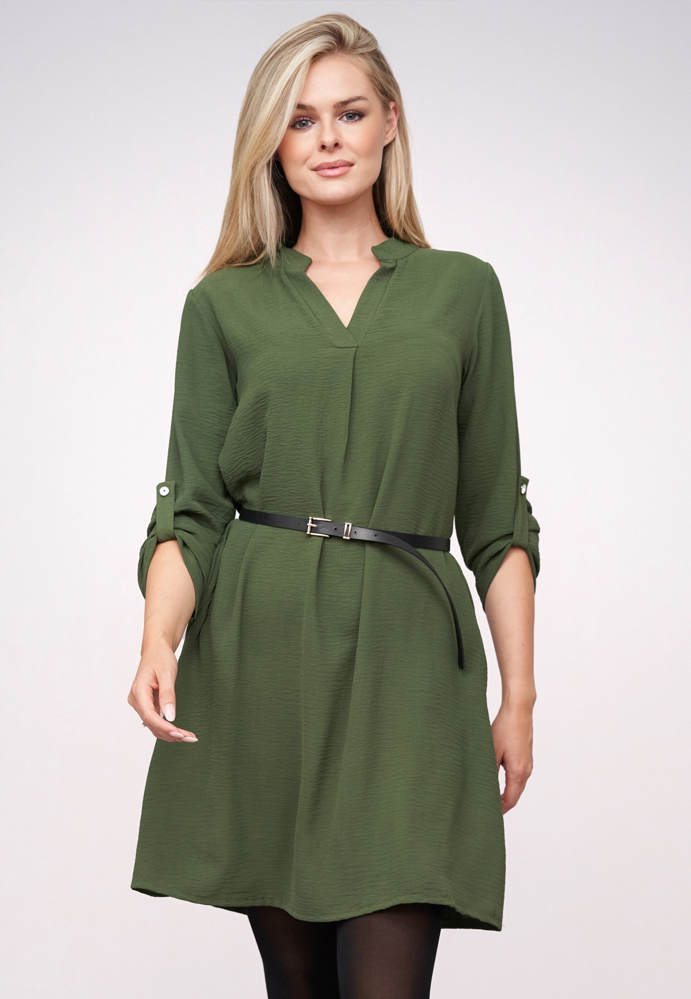 Cloud5ive Musselin Dress with turn-up sleeves and belt