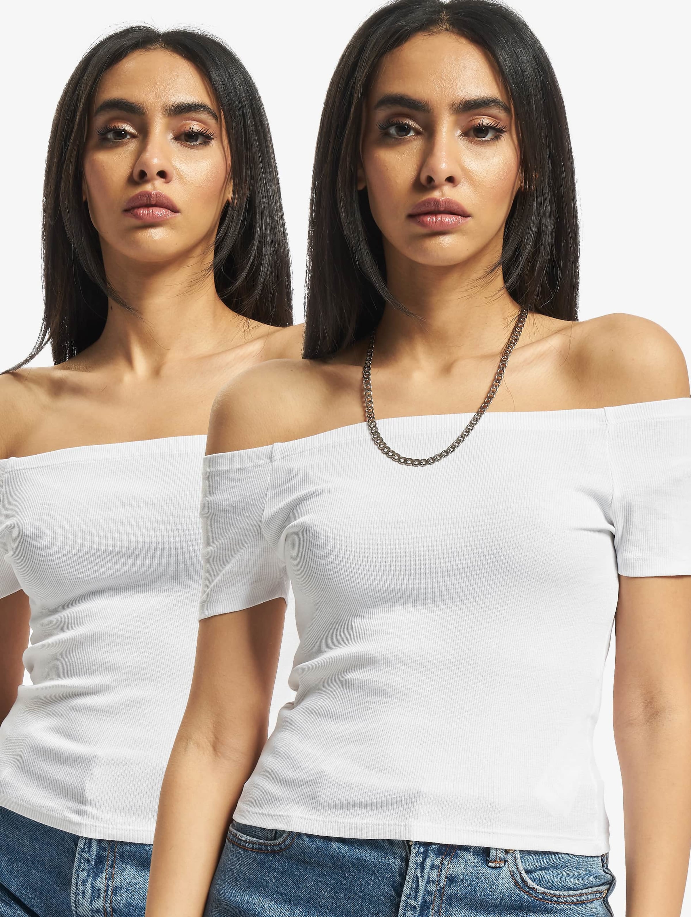 Urban Classics Ladies Off Shoulder Rib Tee 2-Pack