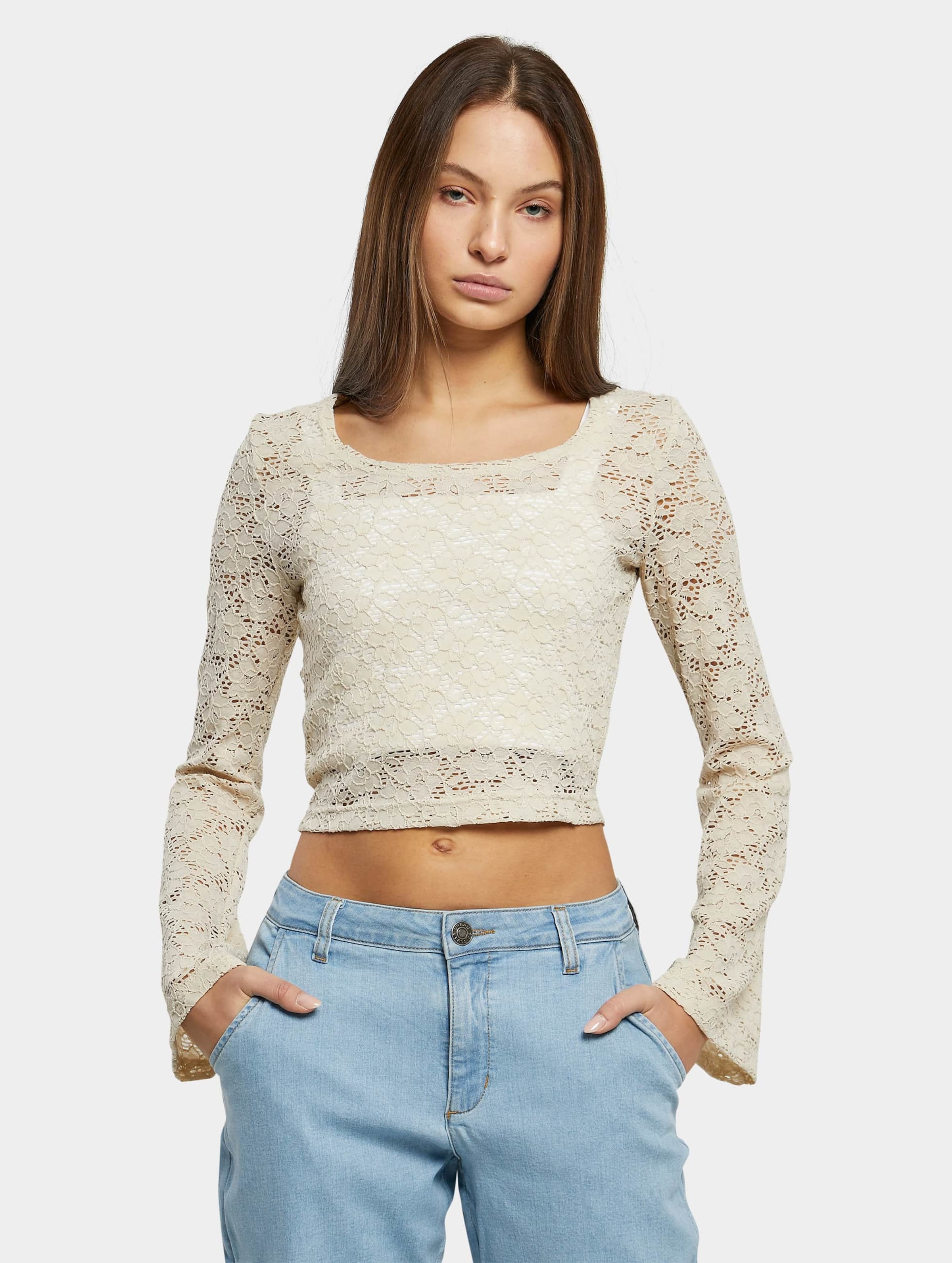 Urban Classics Ladies Cropped Lace Longsleeve