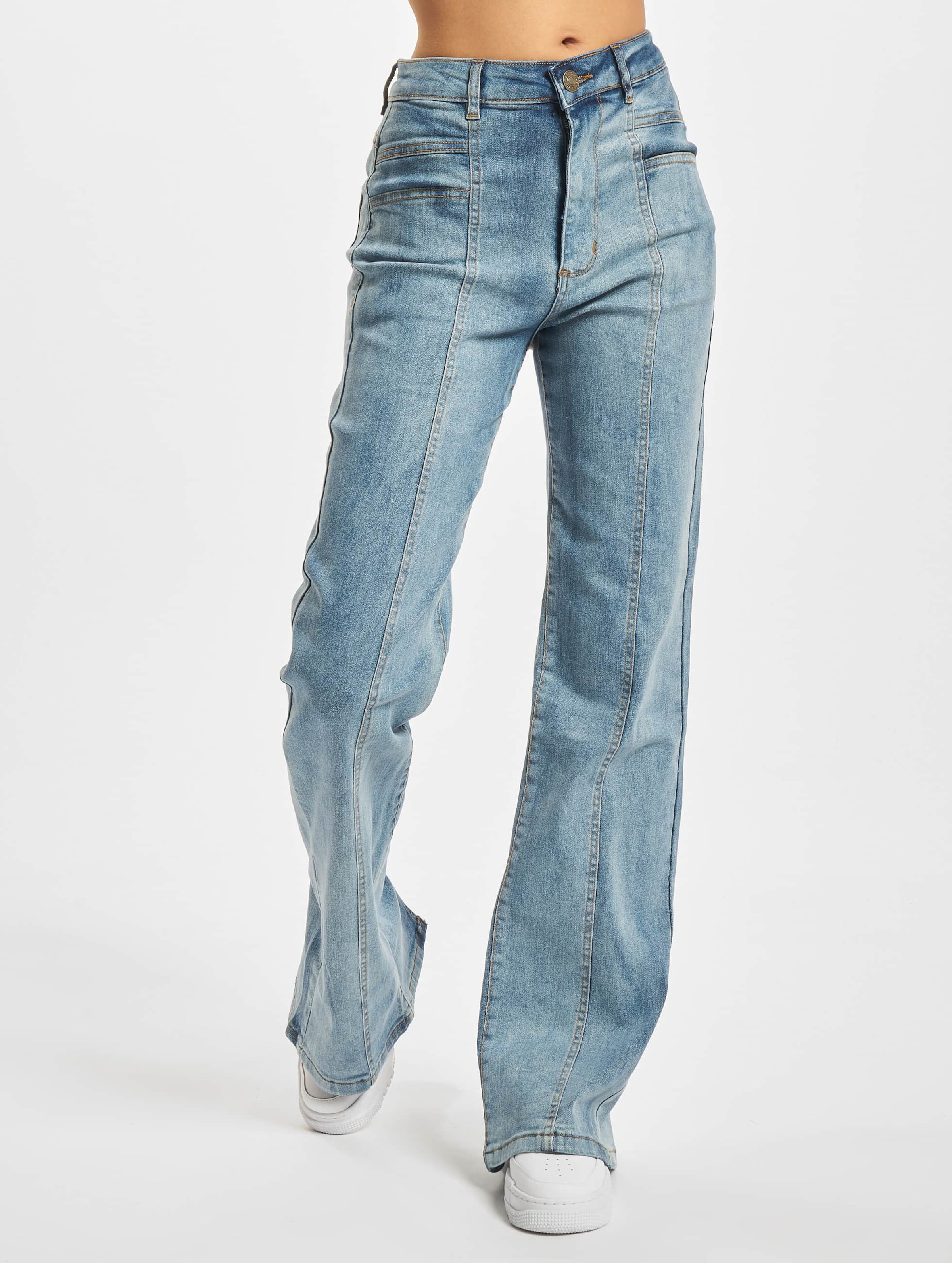 Urban Classics Ladies High Waist Straight Slit Denim Pants