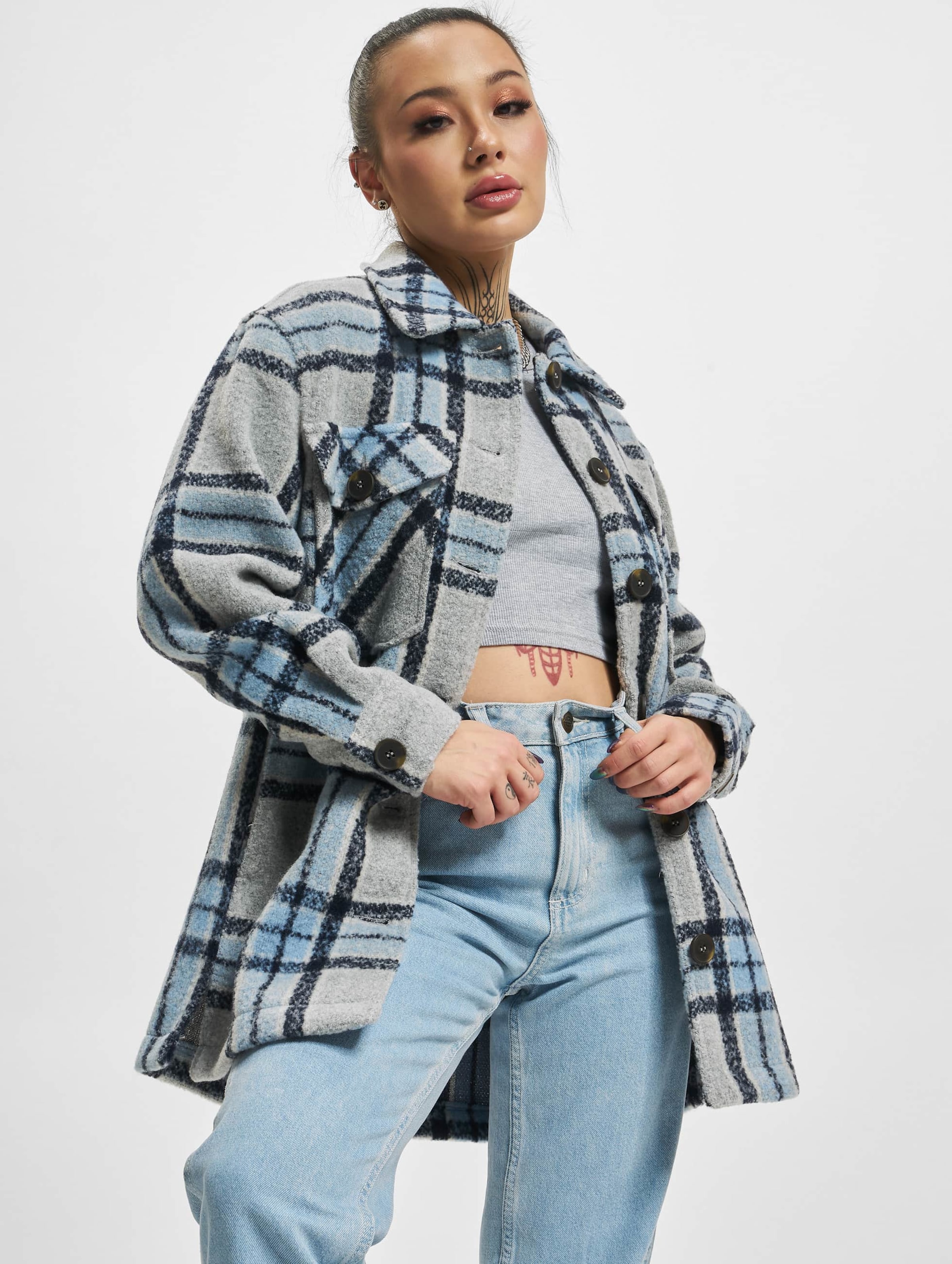 Only Allison Check Shacket Coats