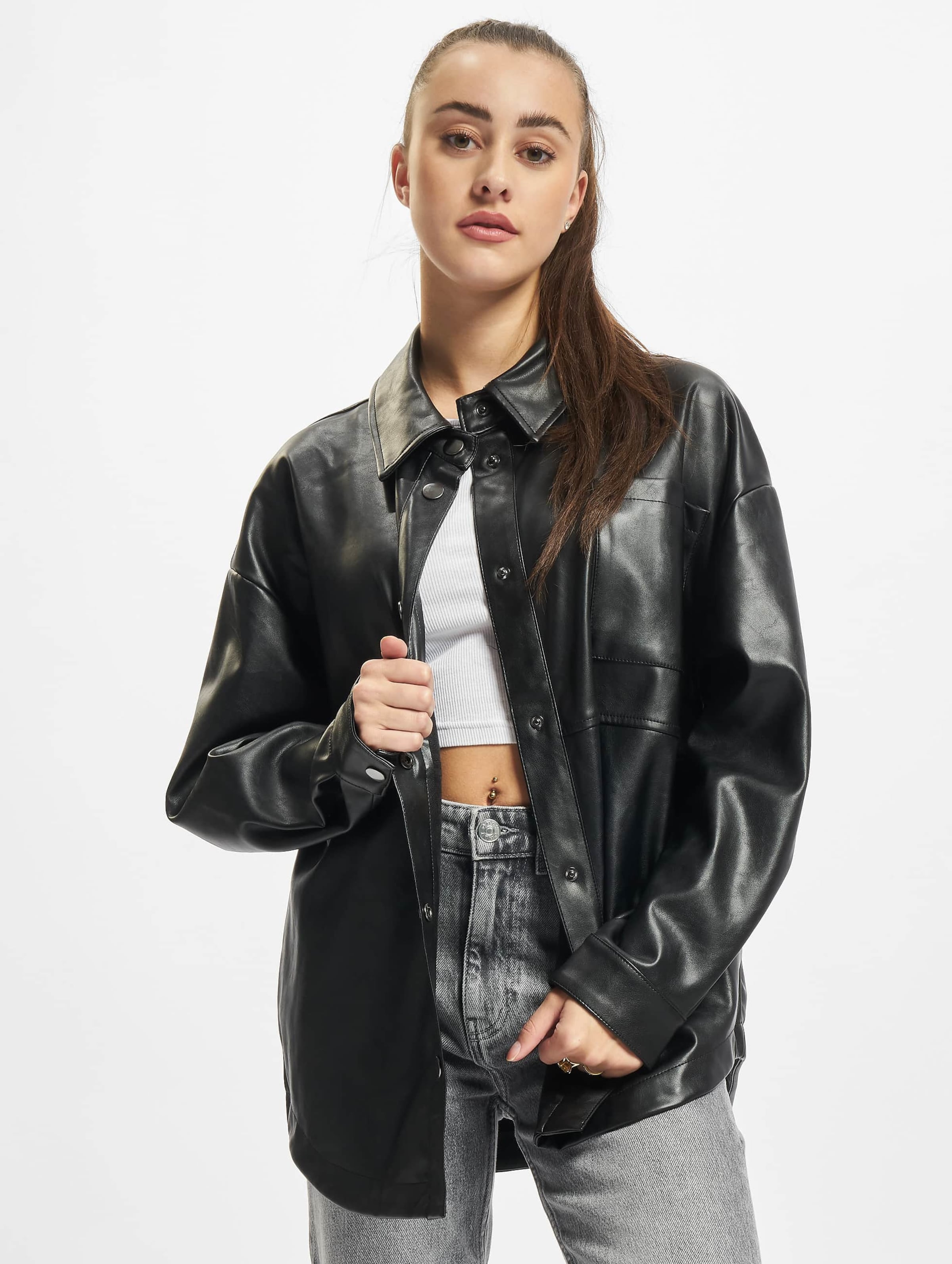 Urban Classics Ladies Faux Leather Overshirt