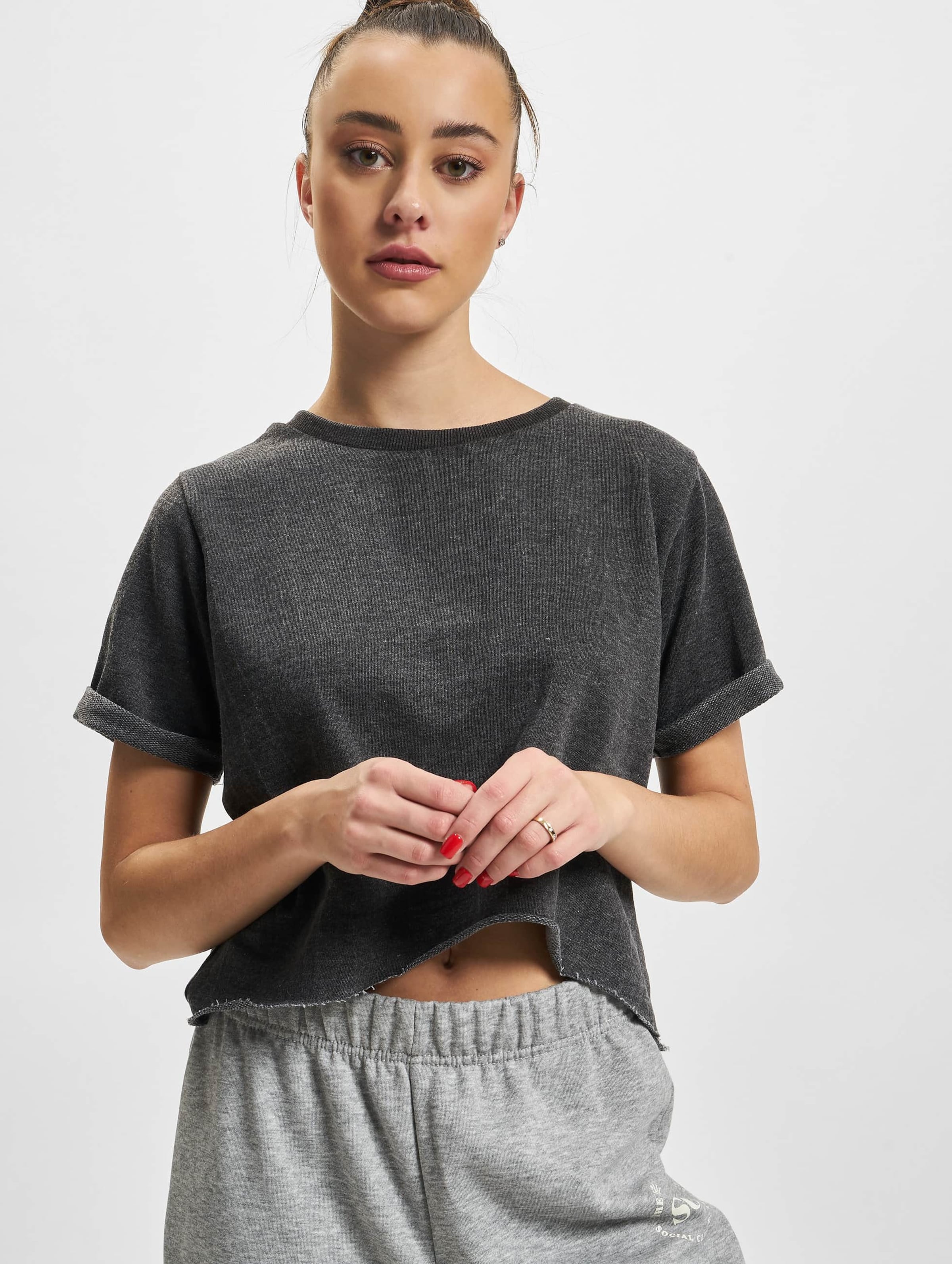 Urban Classics Ladies Cropped Burnout Short Sleeve Crew