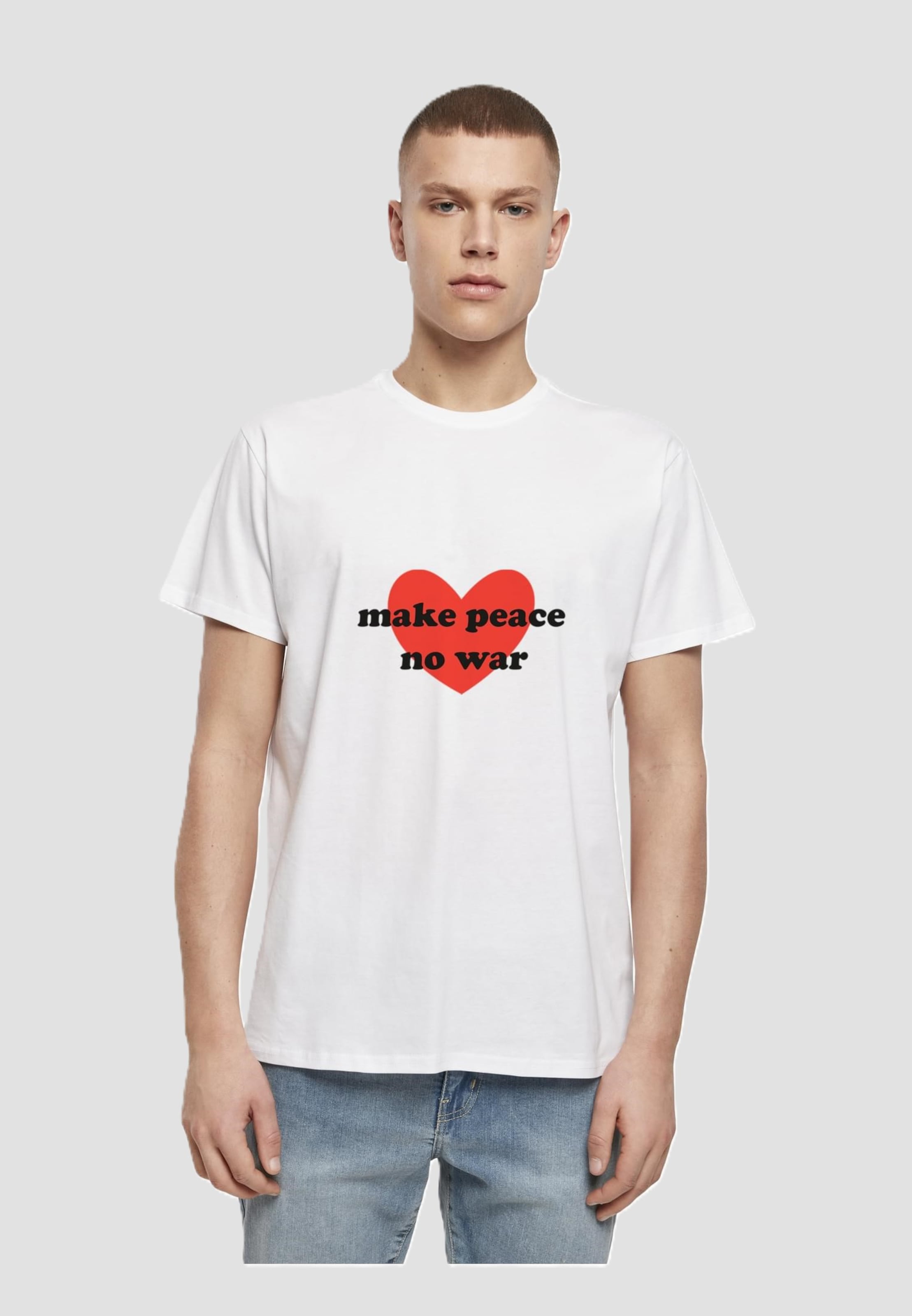 Merchcode Peace - Red Heart White Basic T-Shirt