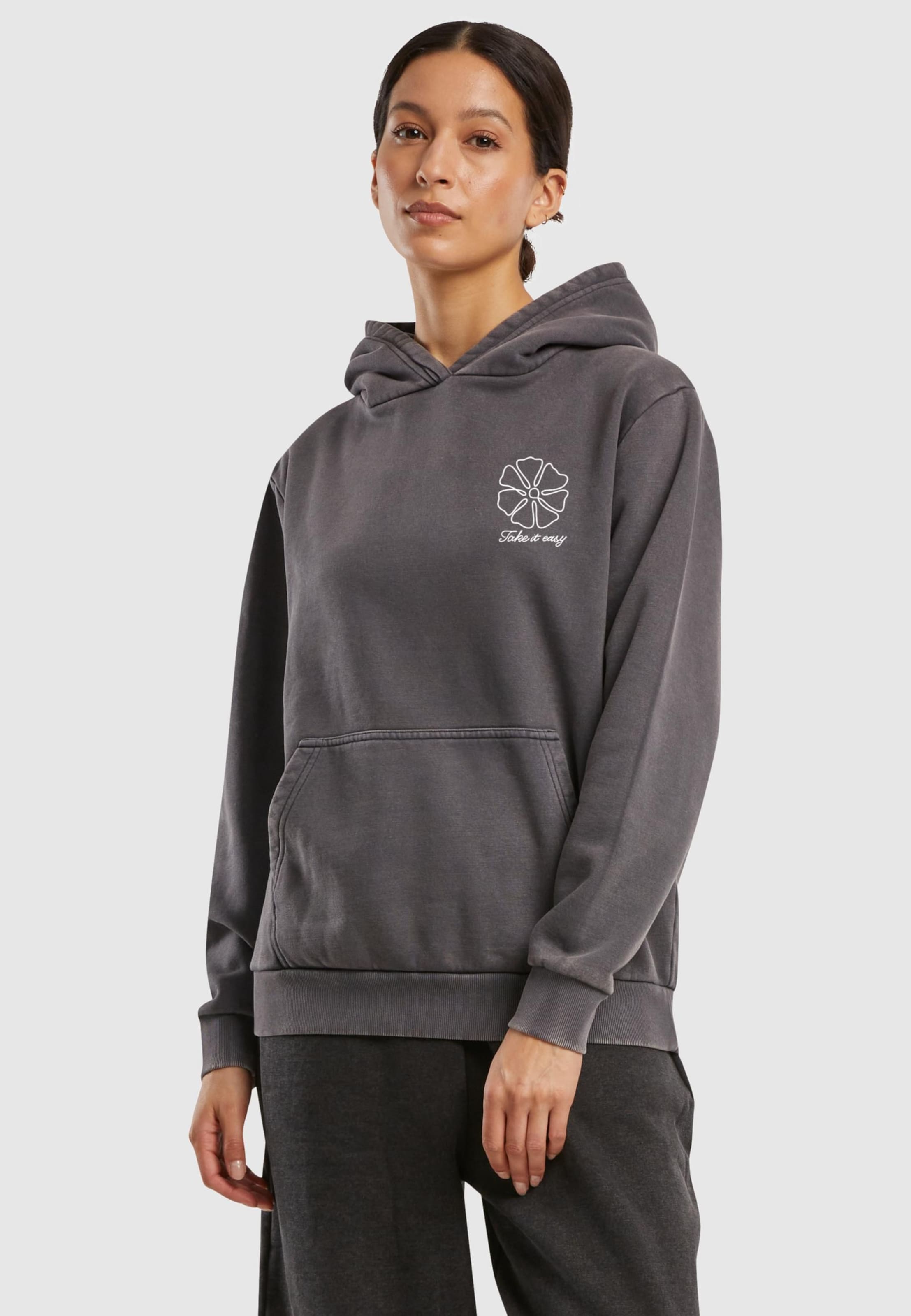 Miss Tee One Line Flowers Ladies Vintage Heavy Hoody