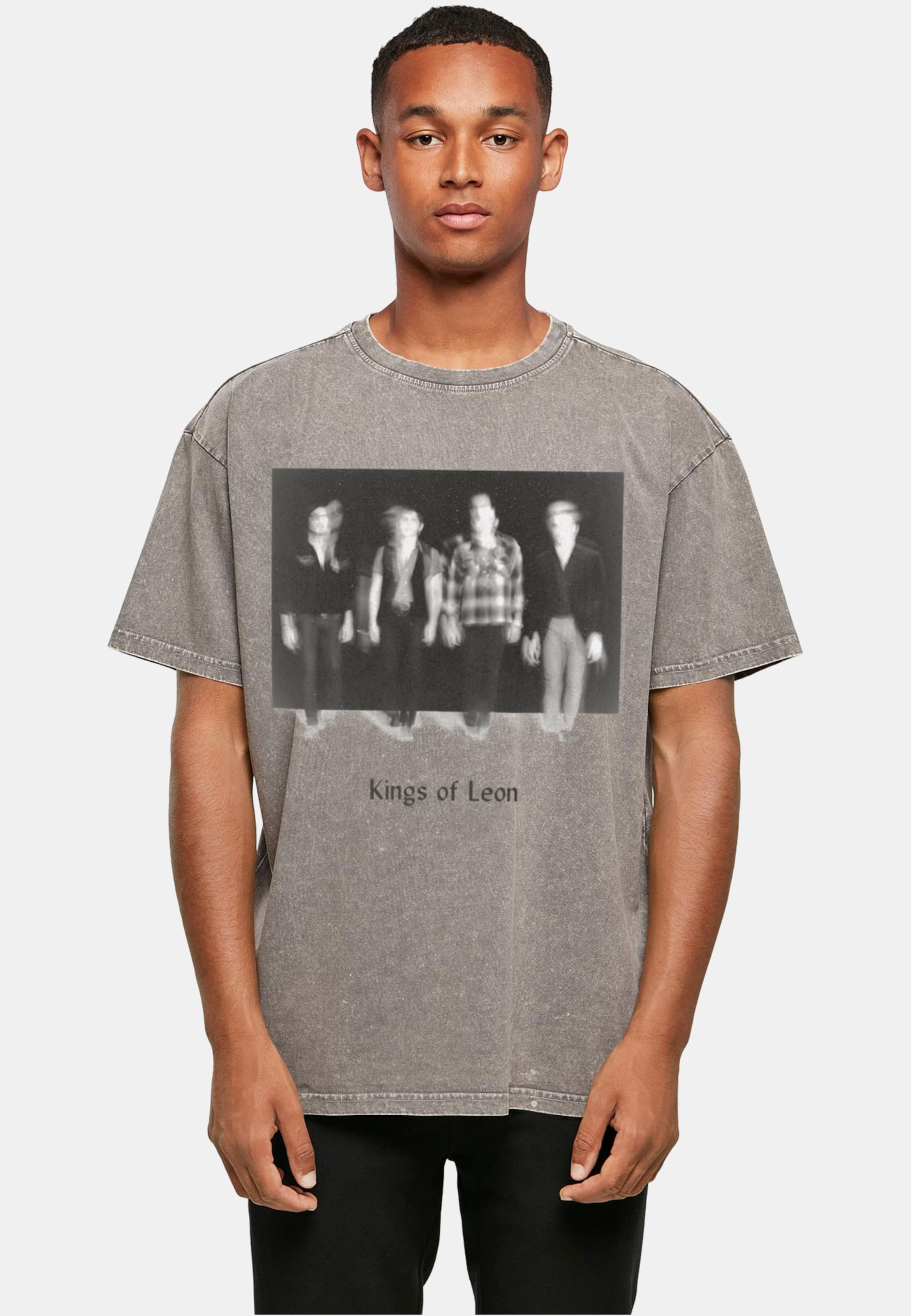 Merchcode Kings Of Leon - Standing Blur Acid Washed Oversize Tee