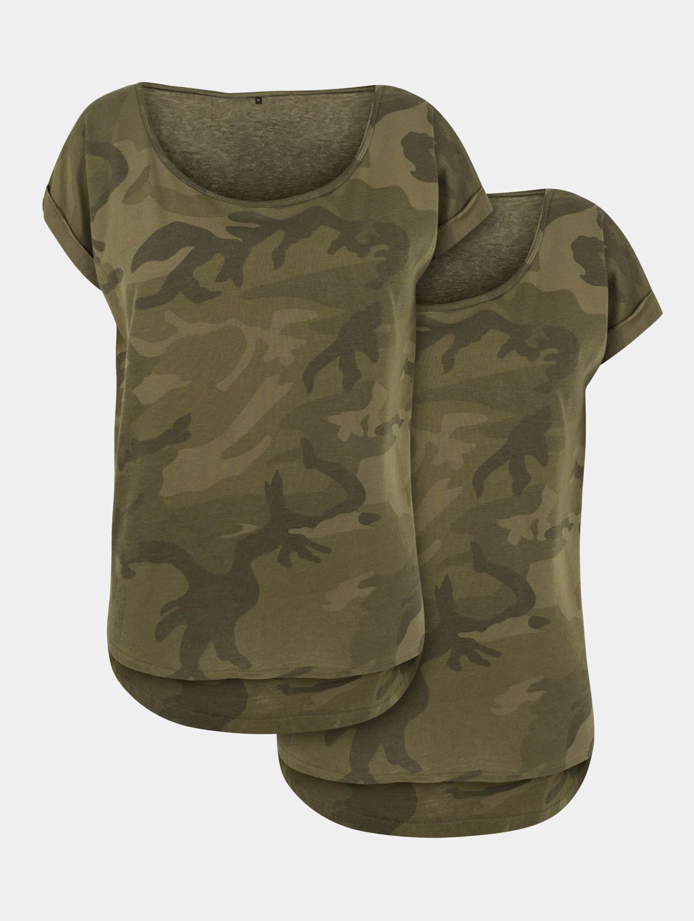 Build Your Brand Ladies Camo Tee 2-Pack