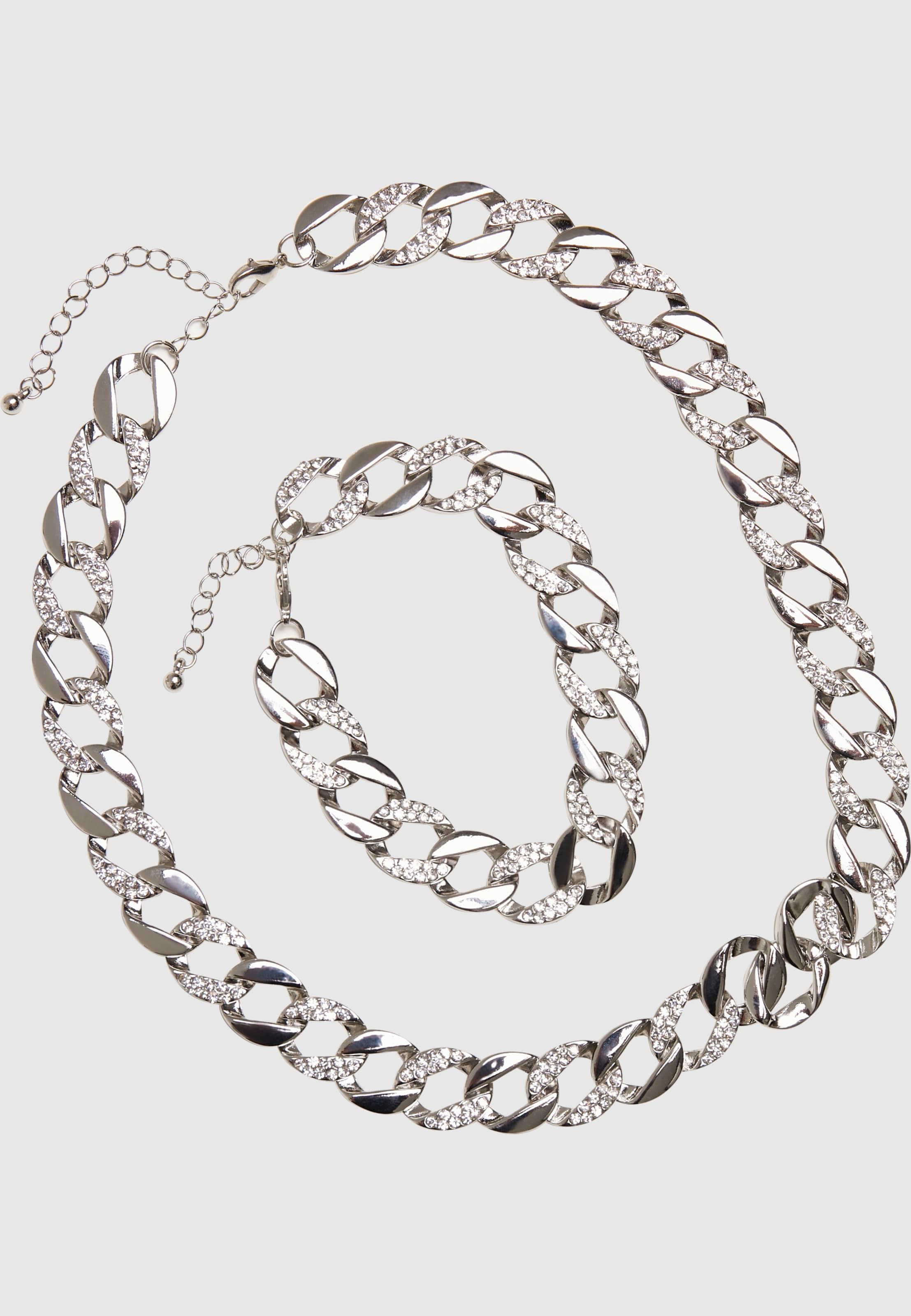 Urban Classics Basic Diamond Necklace And Bracelet Set