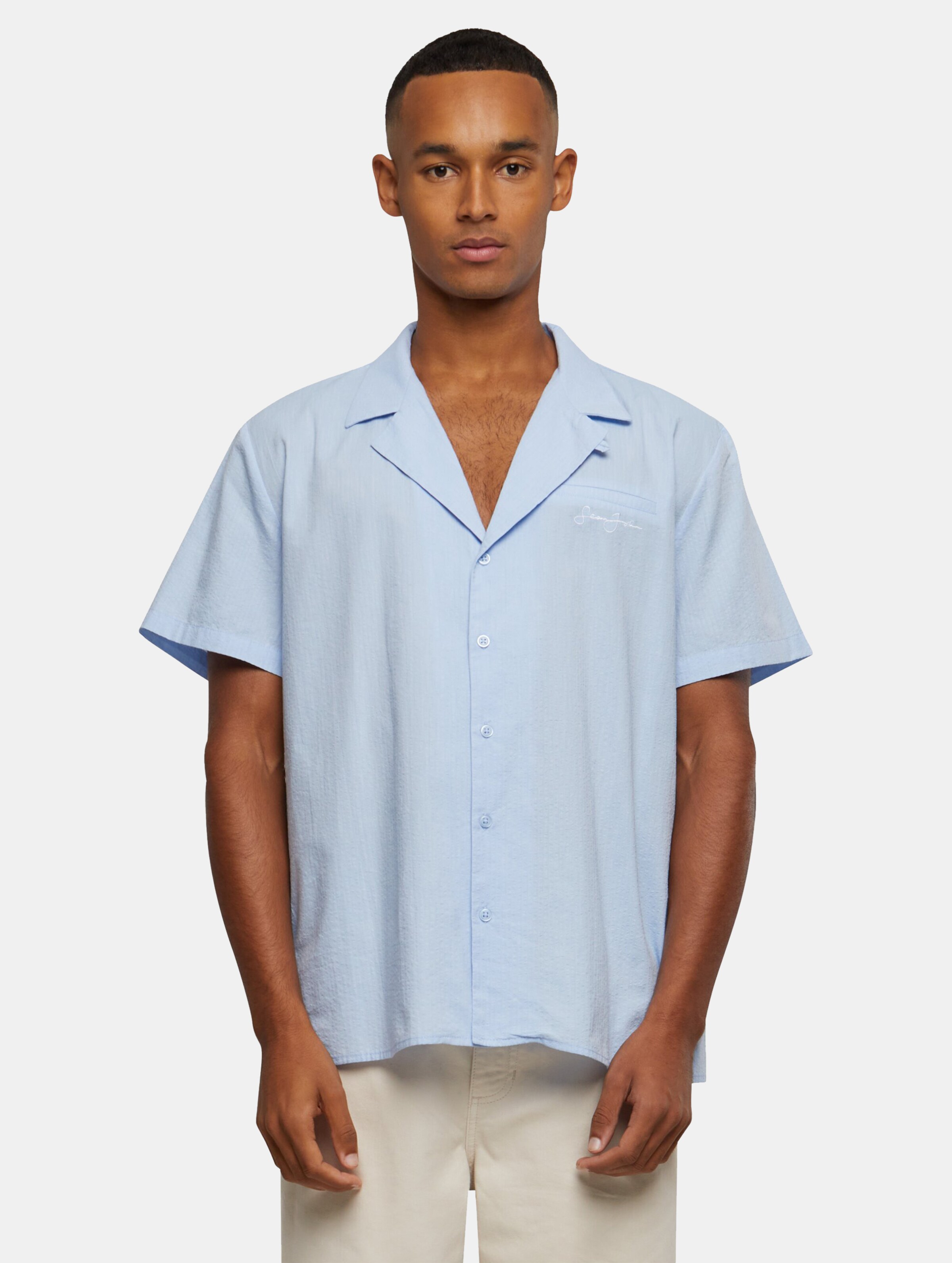 Sean John Script Logo Seersucker Resort Shirt