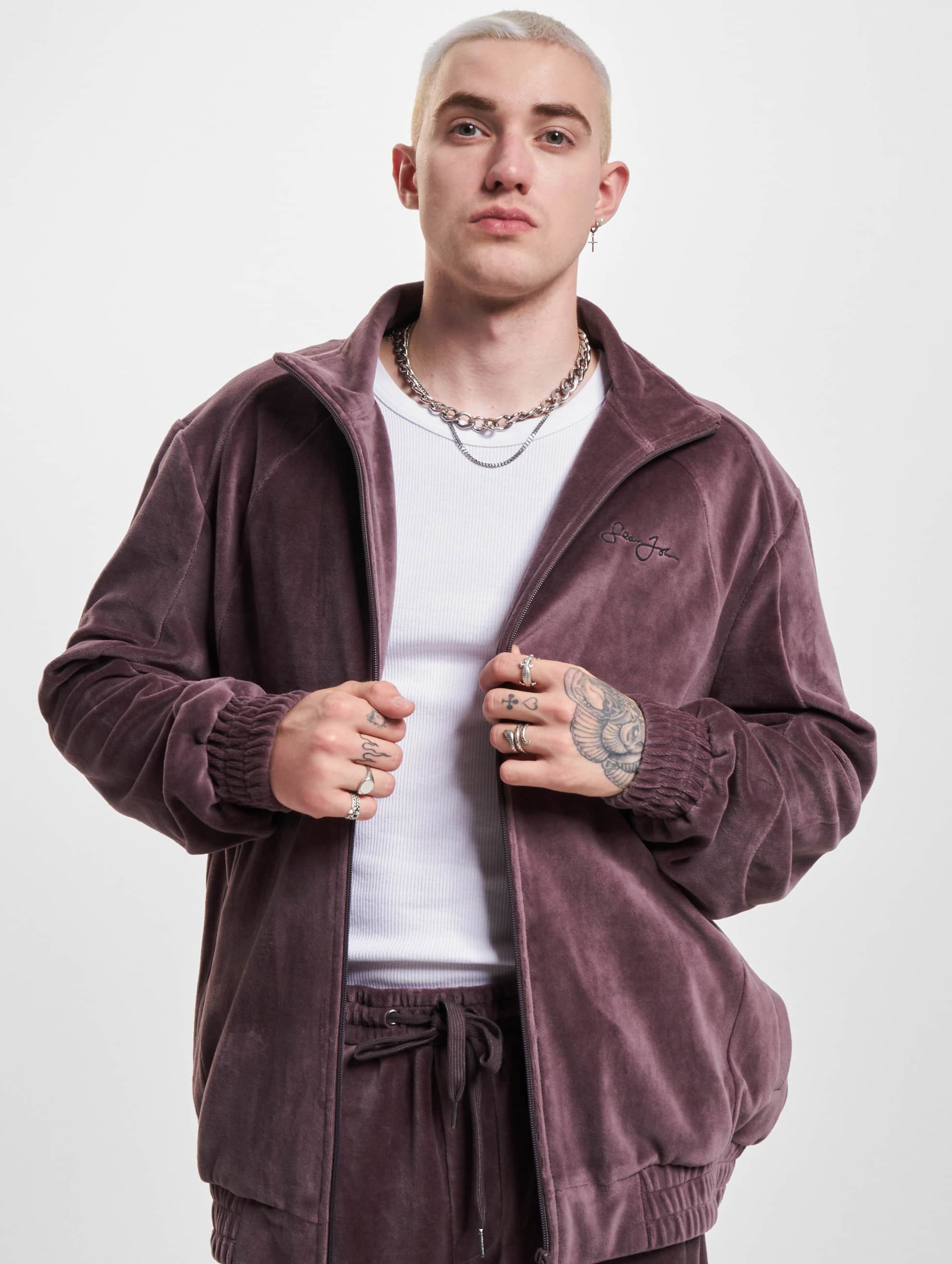 Sean John JM-JK011-024-03 SJ Script Logo Essential Velours Trackjacket
