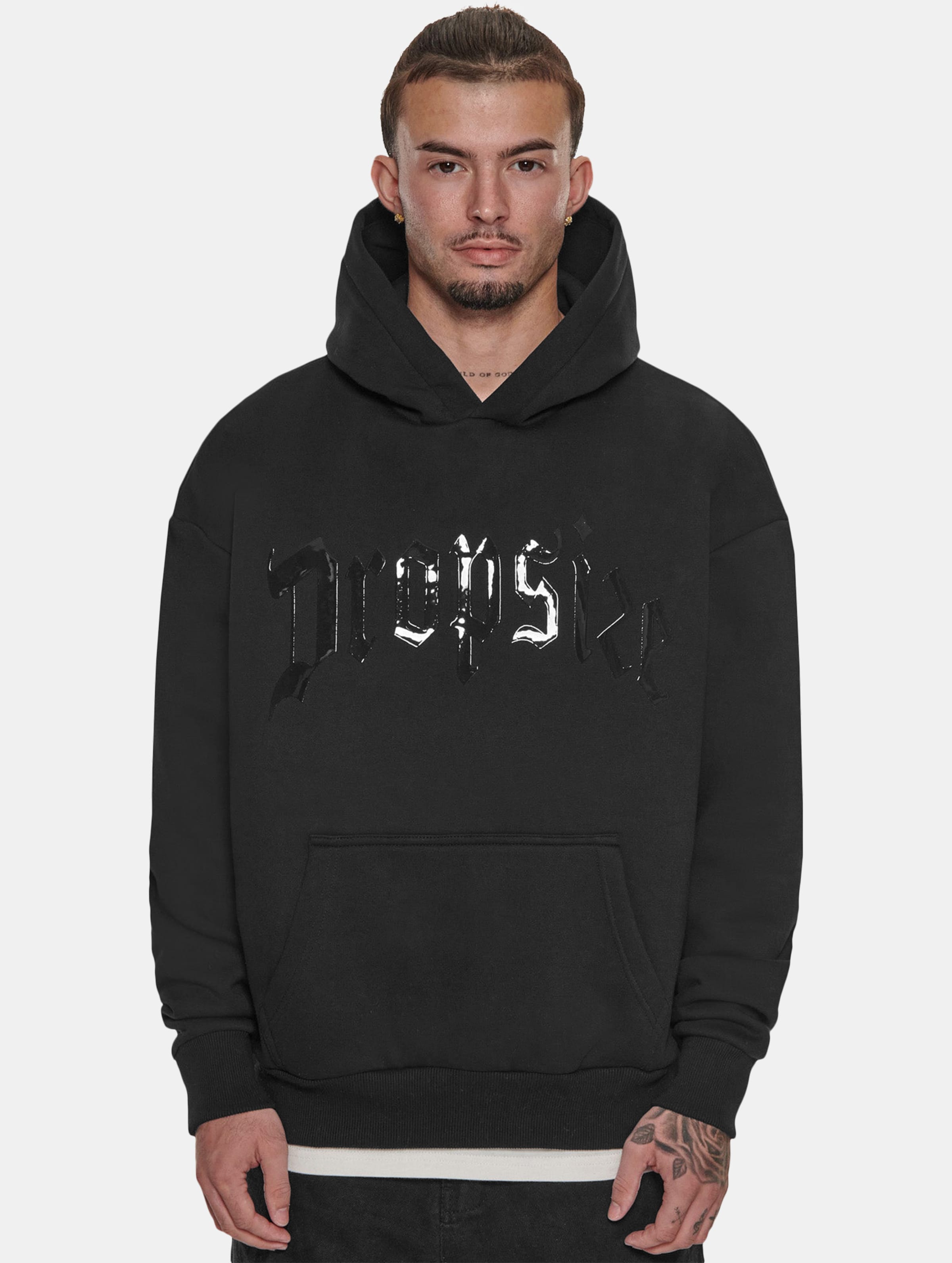 Dropsize Lack Print Logo Hoodie