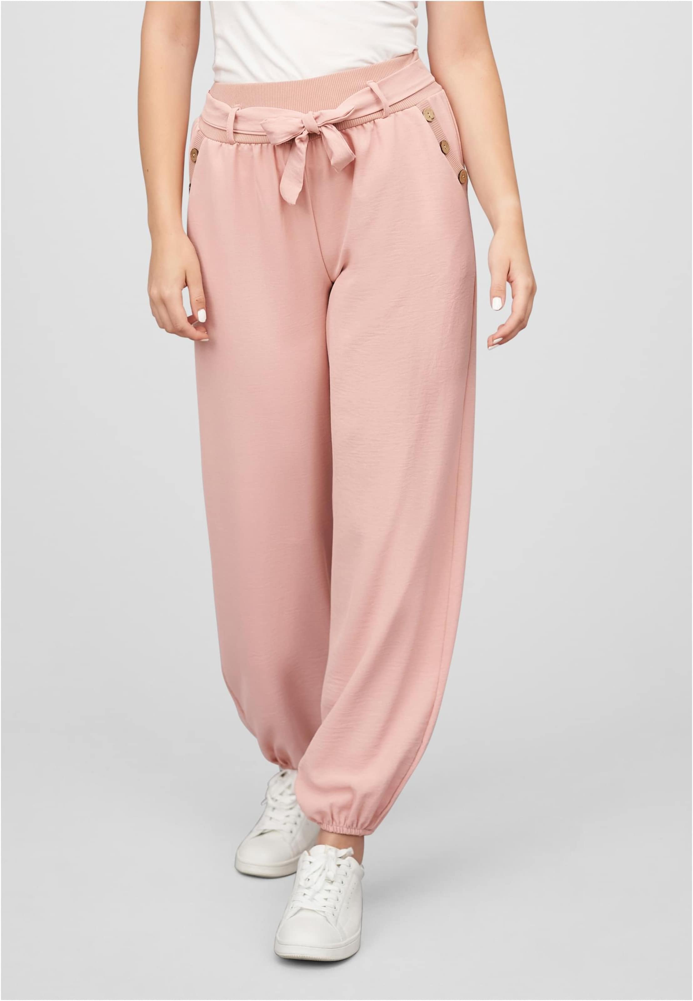 Cloud5ive Damen Sommer Hose Knopfleiste und Bindegürtel 2-Pockets