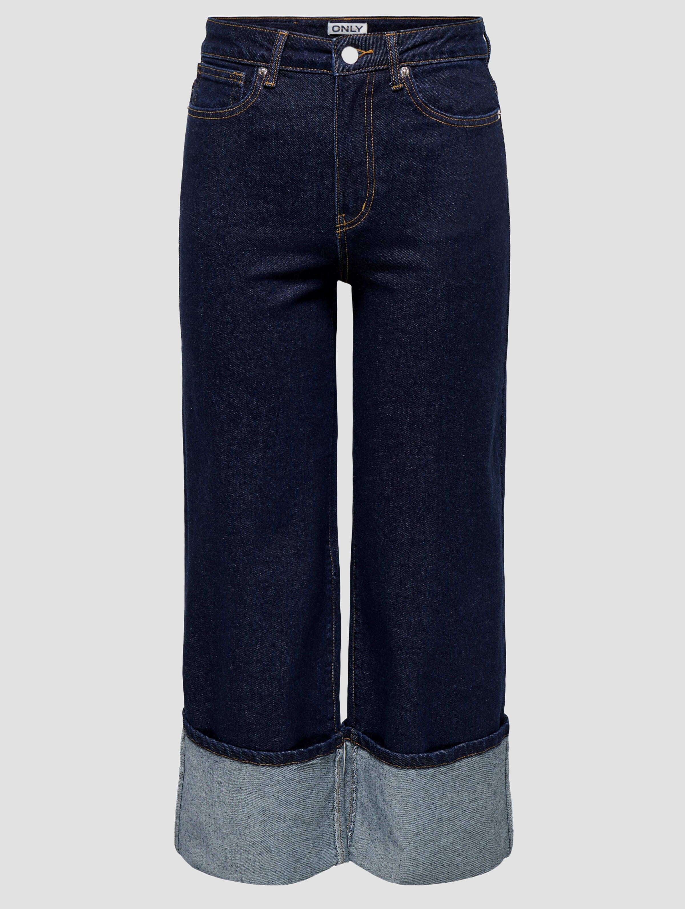 Only ONLMADISON HW WIDE FOLD UP CROP DNM MAE Straight Leg
