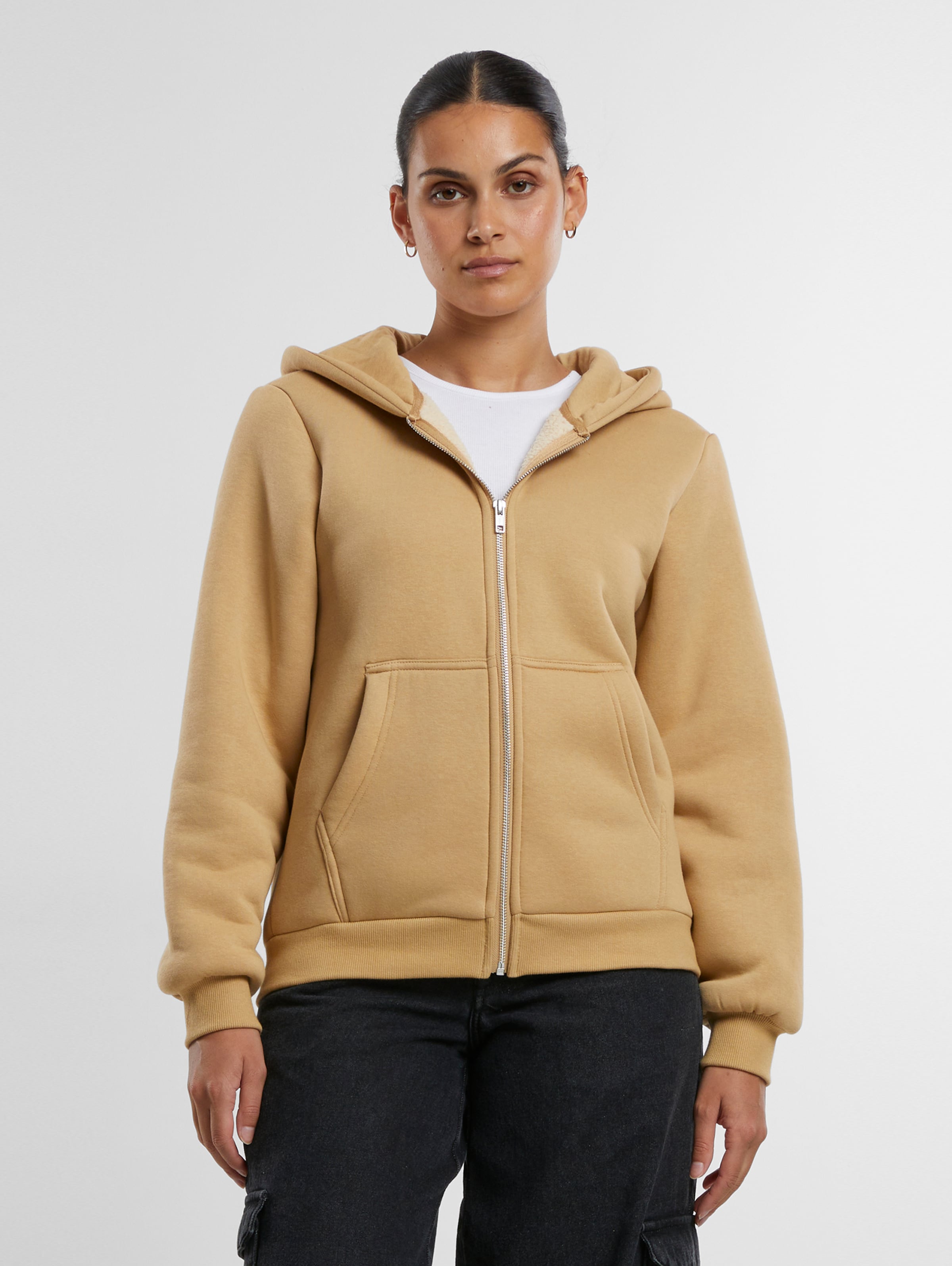 Urban Classics Ladies Bonded Sherpa Zip Hoodie