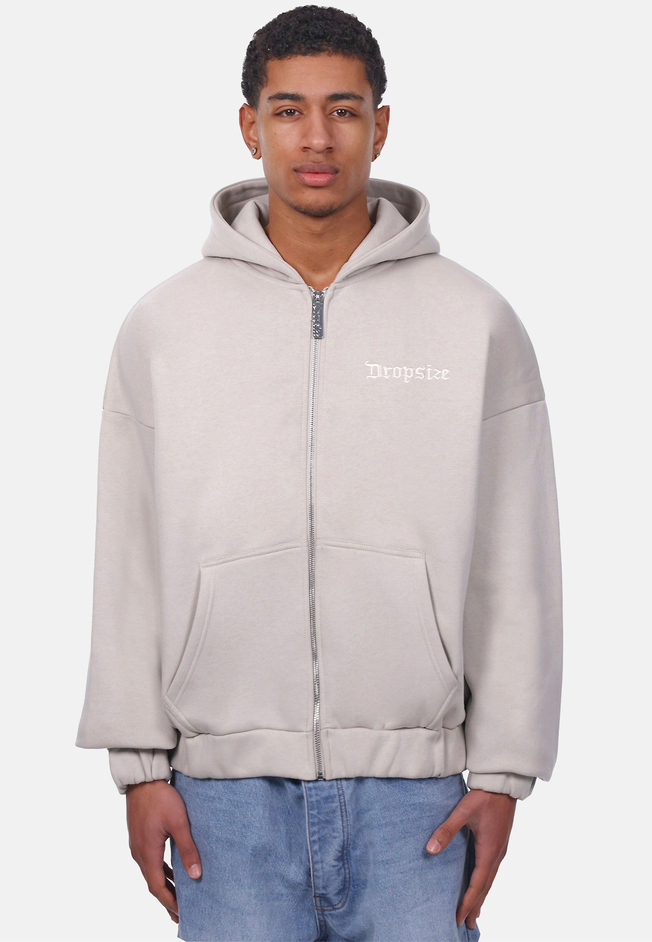 Dropsize HEAVY OVERSIZE EMBO ZIPPER HOODIE