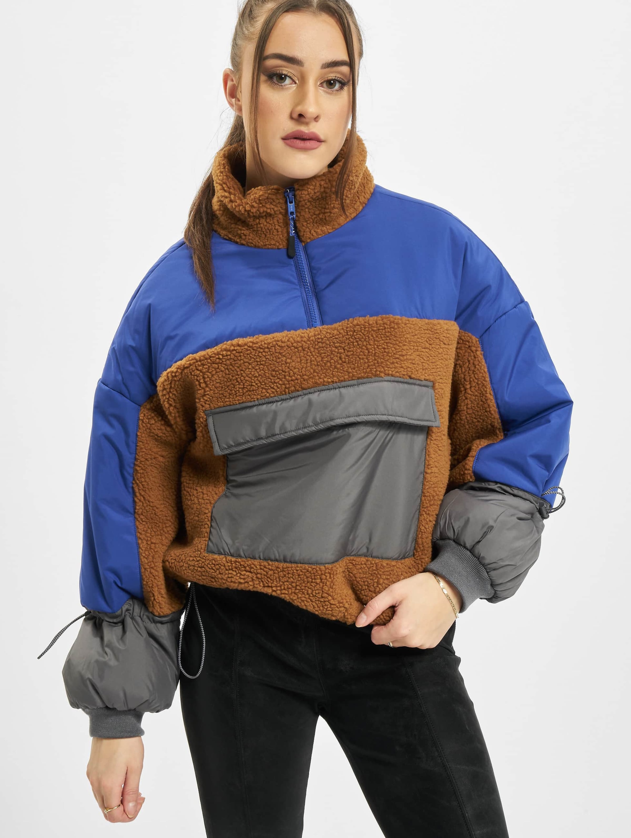 Urban Classics Ladies Sherpa 3-Tone Pull Over Jacket