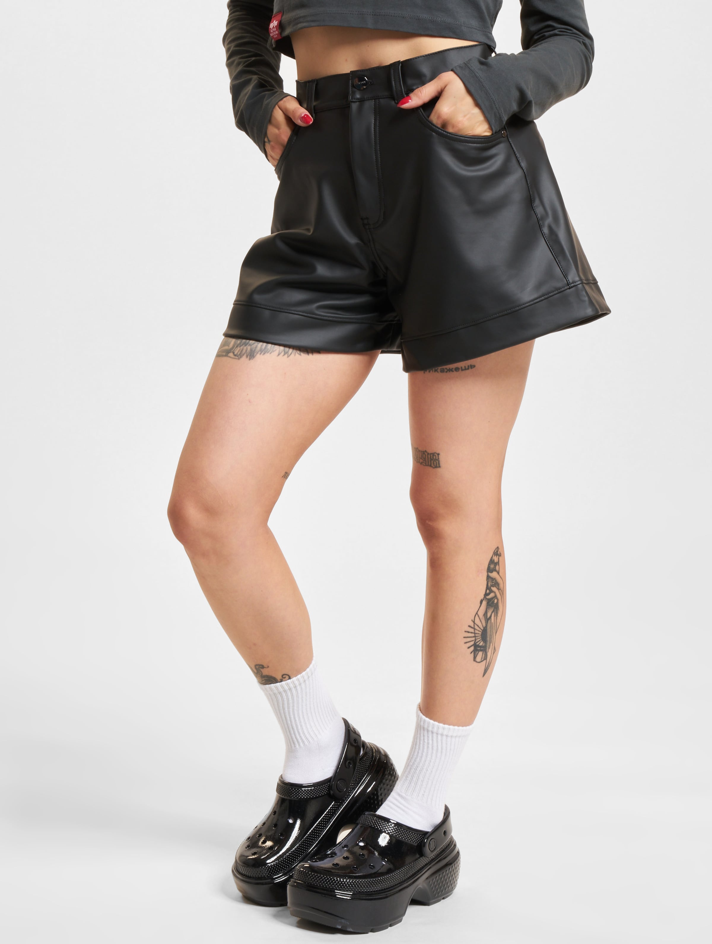 Freddy High Waist Wide Eco Fit Ledershorts