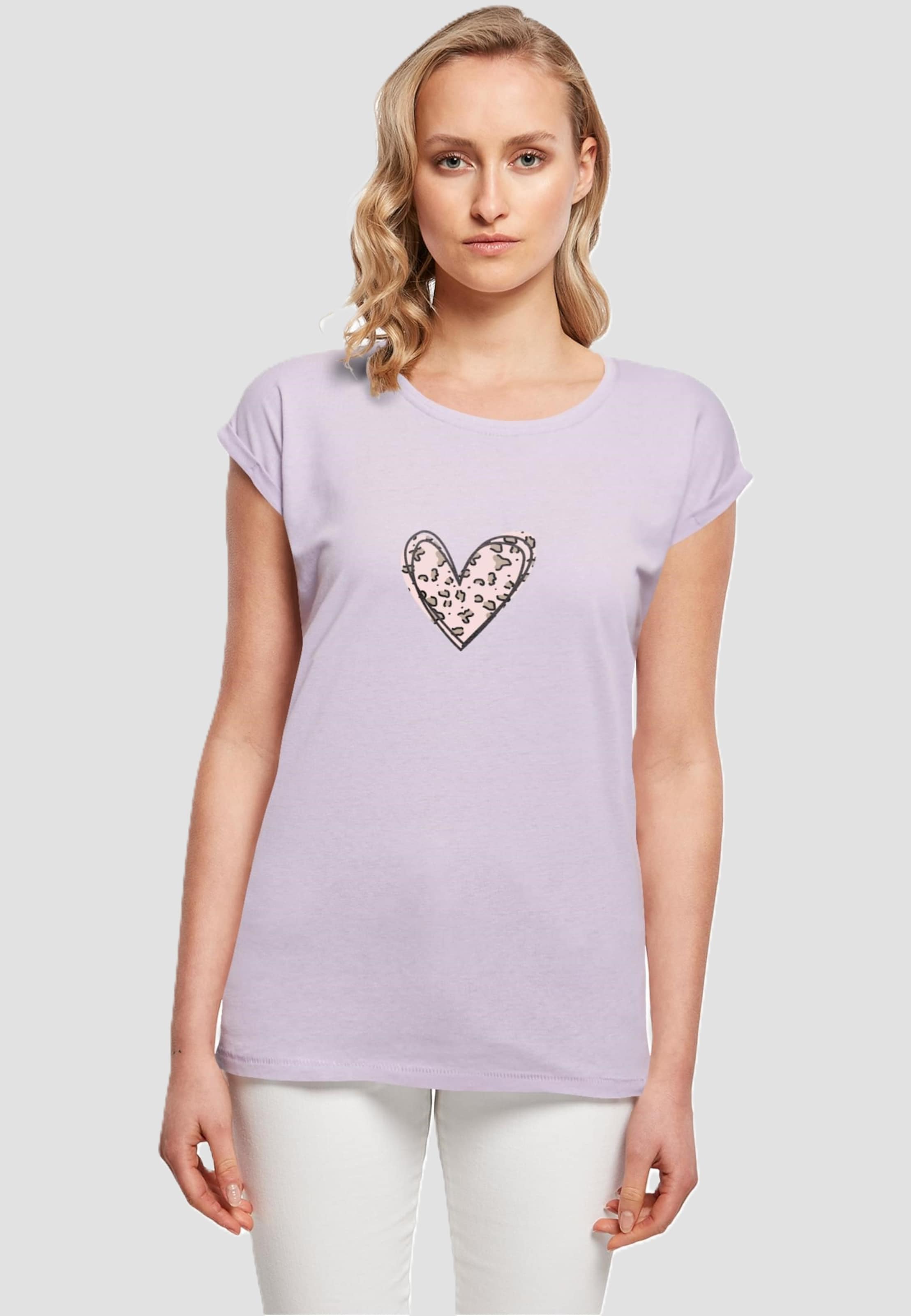 Merchcode Ladies Valentines Day - Leopard Heart Extended Shoulder Tee