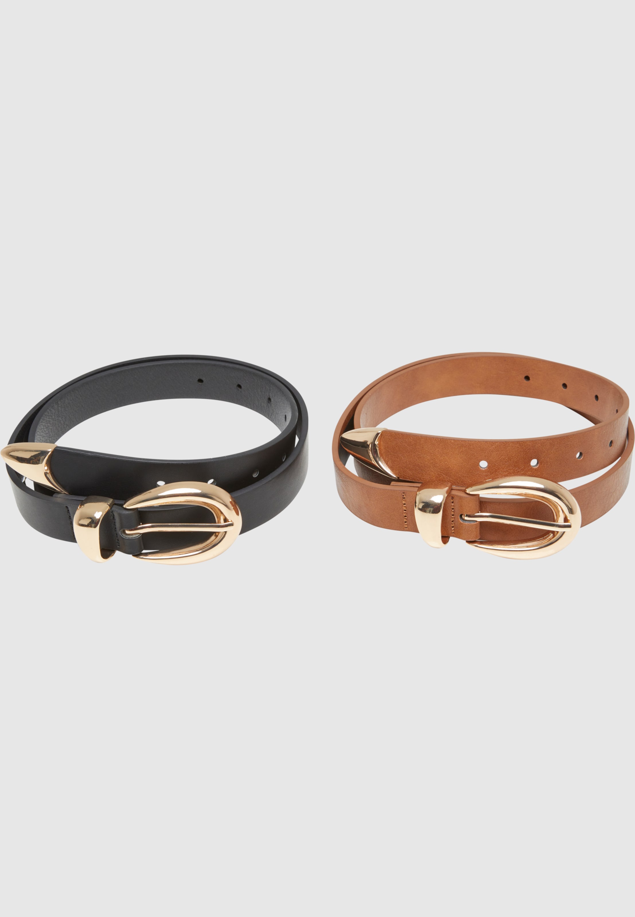 Urban Classics Chunky Buckle Loop Synthetic Leather Belt 2-Pack