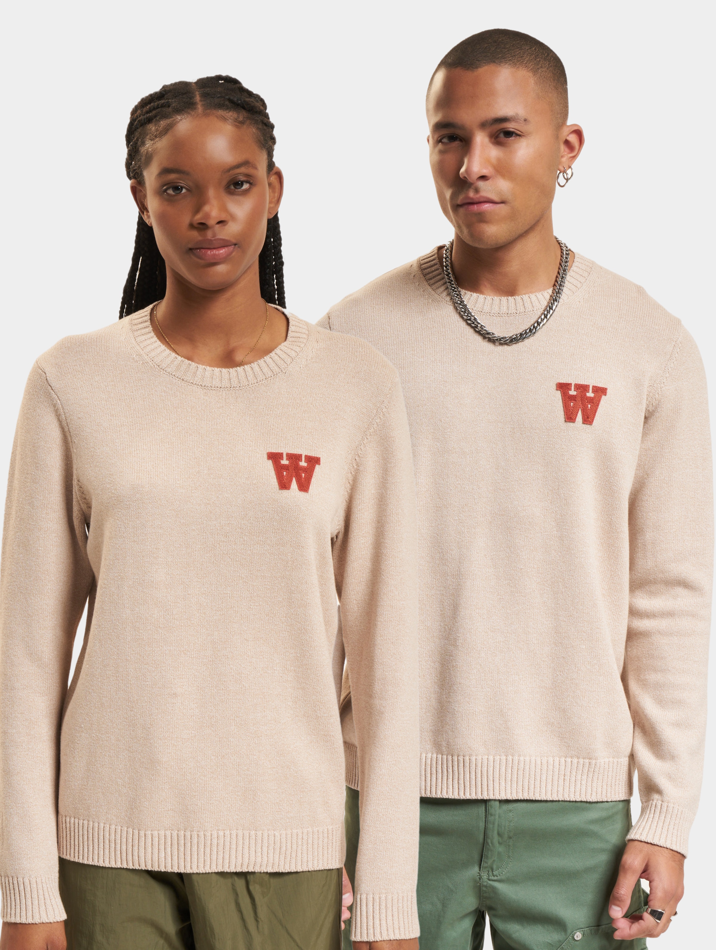Wood Tay AA Chainstitch Patch Melange Knit Jumper