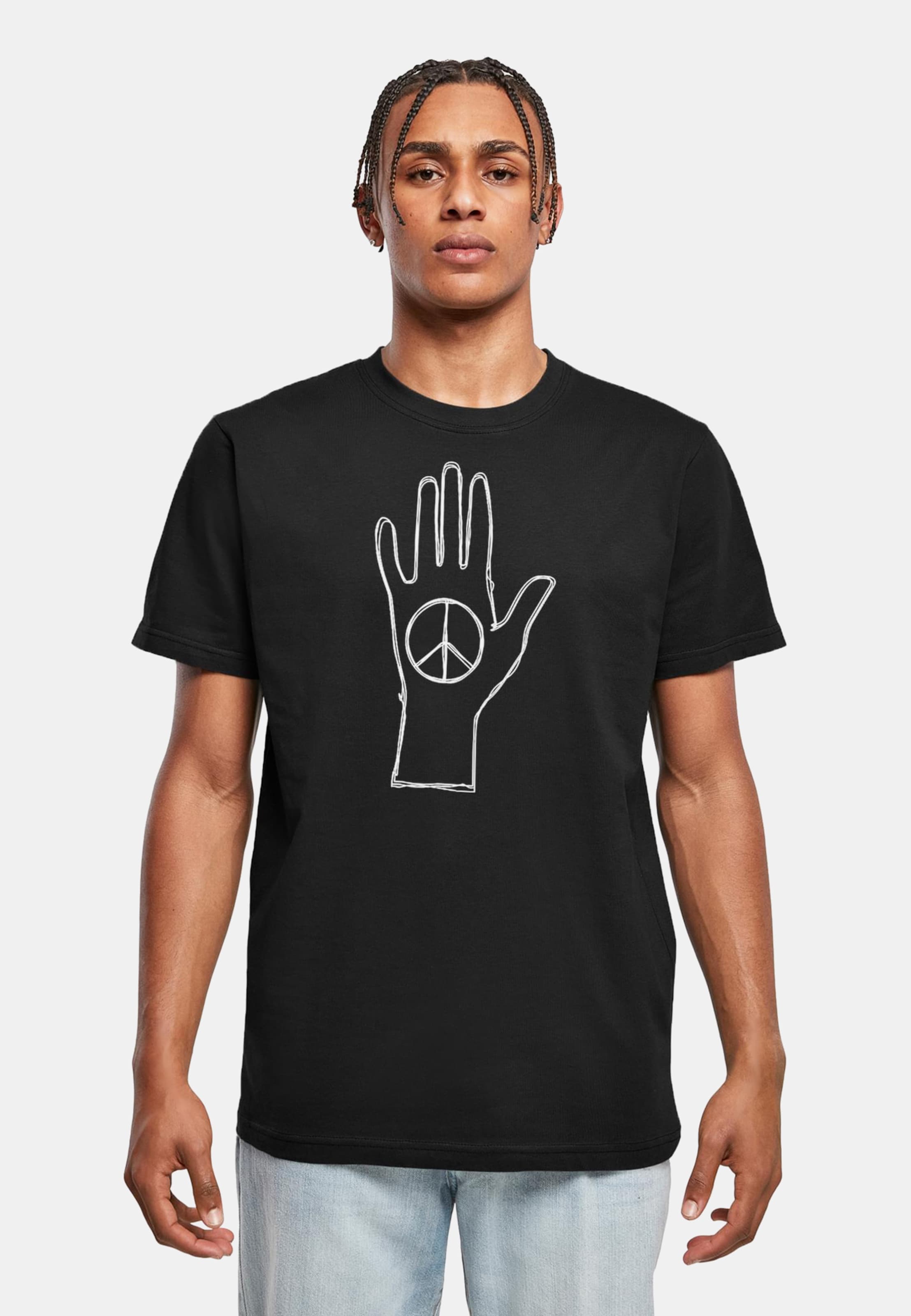 Merchcode Peace - Scribble Hand Black T-Shirt Round Neck