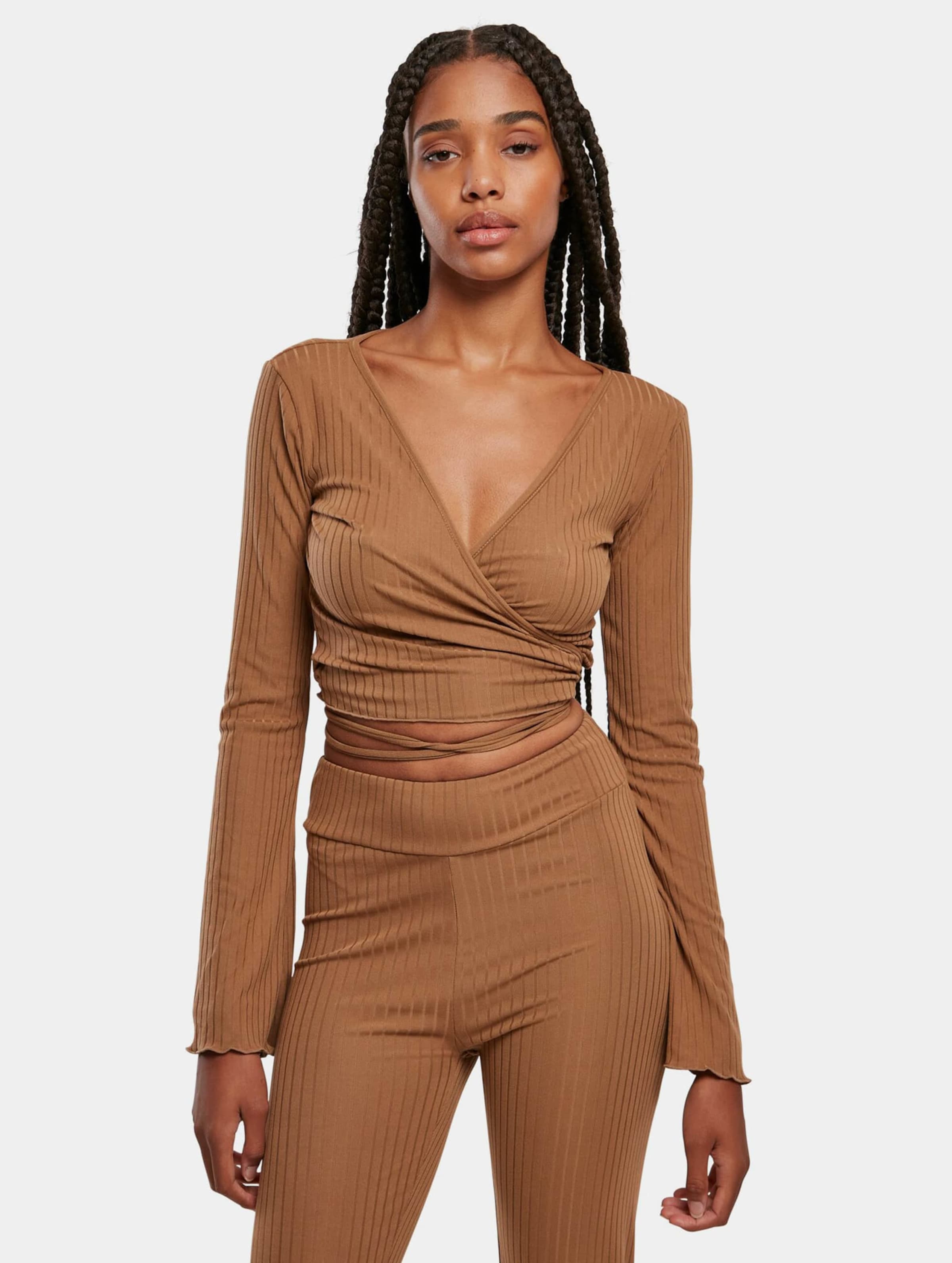Urban Classics Ladies Cropped Rib Wrapped Longsleeve