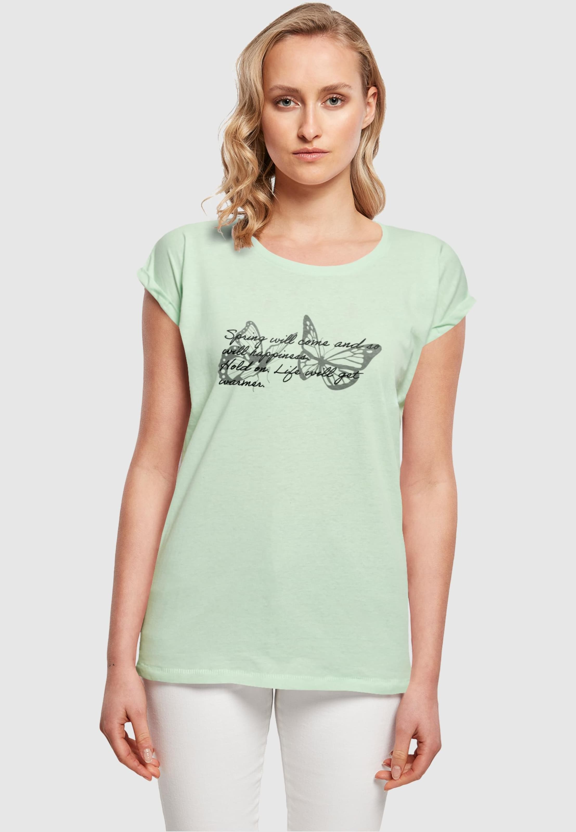 Merchcode Ladies Spring Saying Extended Shoulder Tee