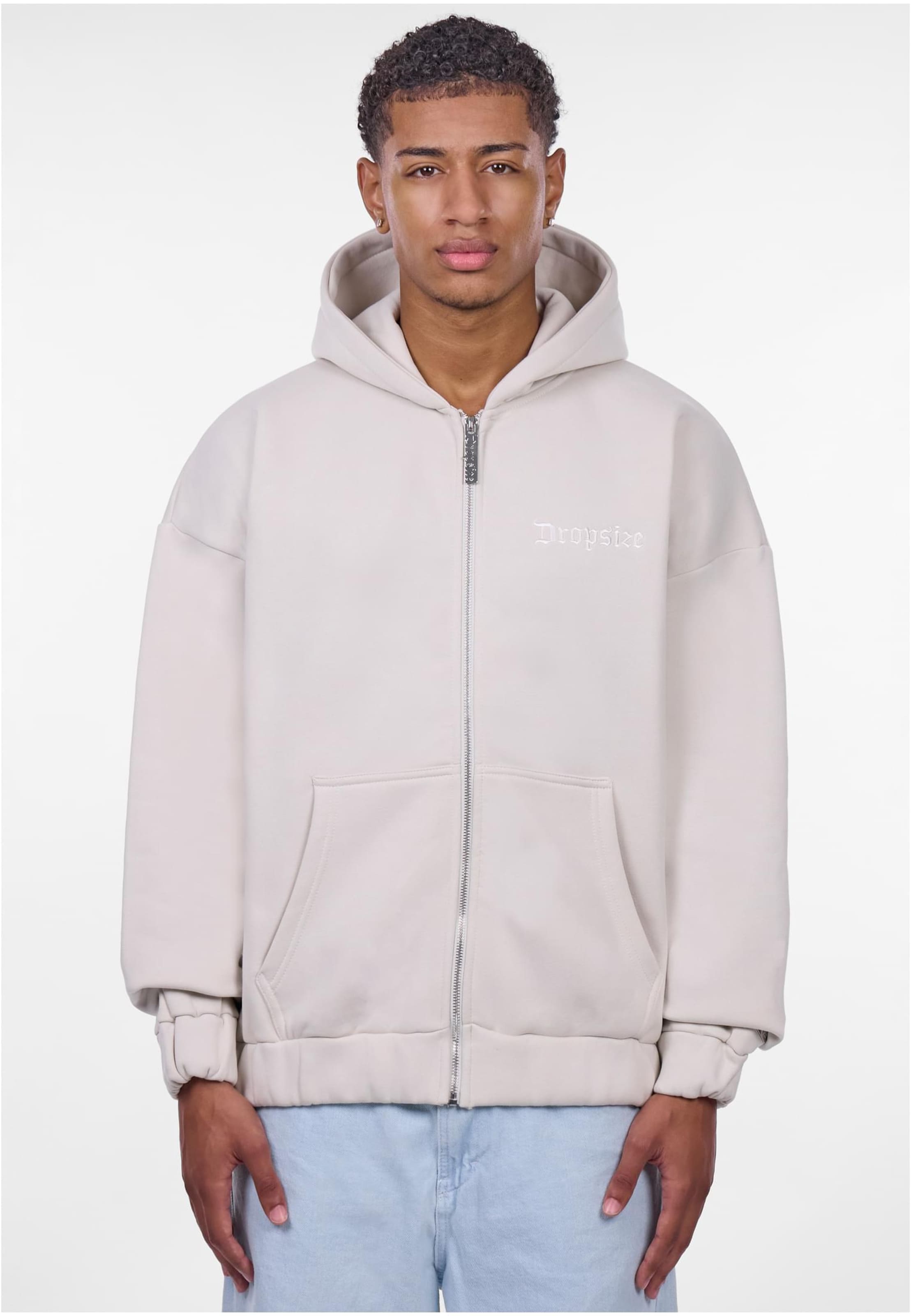Dropsize HEAVY OVERSIZE EMBO ZIPPER HOODIE